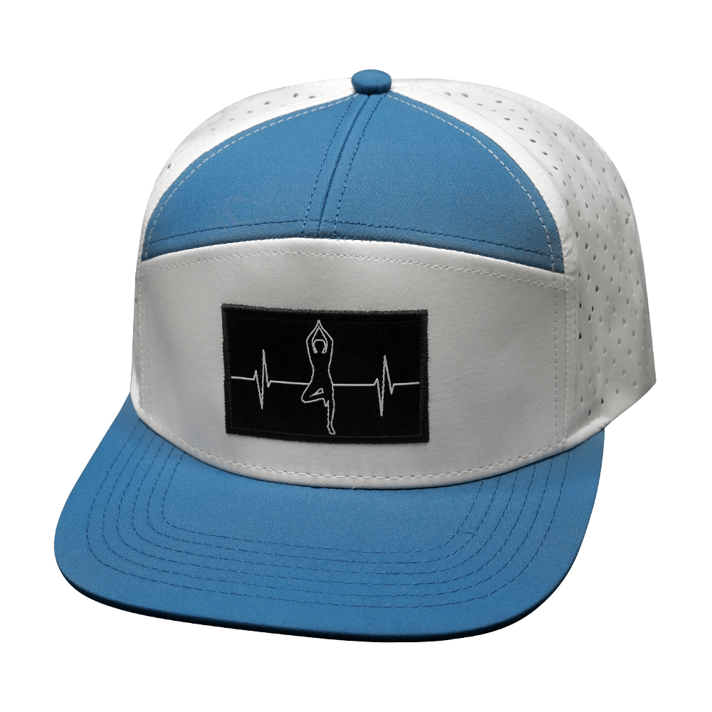 Yoga Hat - Flat Bill - Light Blue / White - Laser Mesh