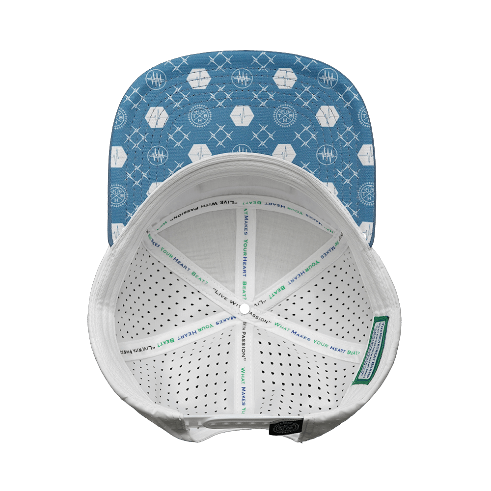 Yoga Hat - Flat Bill - Light Blue / White - Laser Mesh