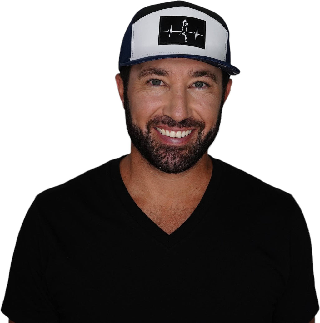 Yoga Hat - Flat Bill - Navy / White / Gray - Laser Mesh