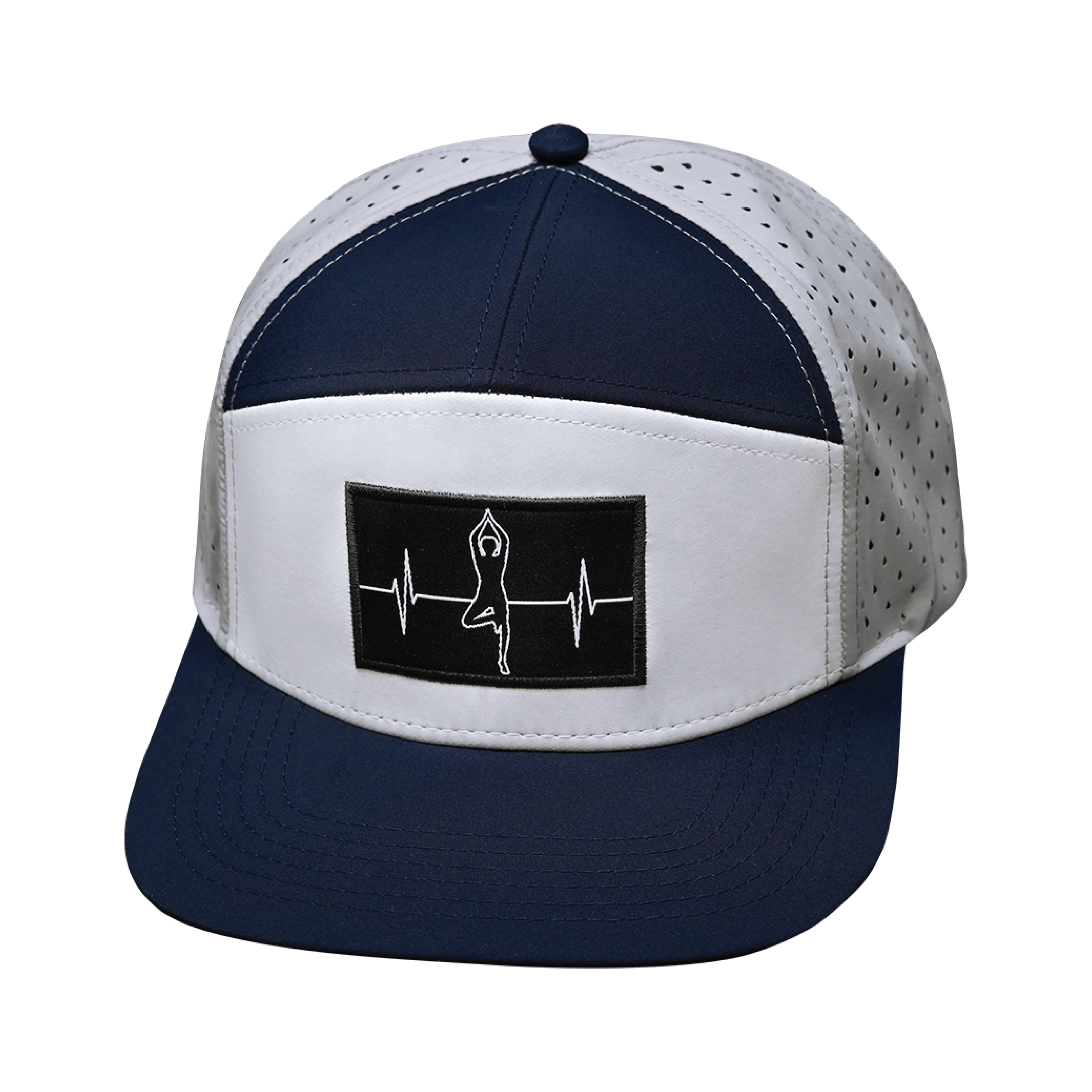 Yoga Hat - Flat Bill - Navy / White / Gray - Laser Mesh