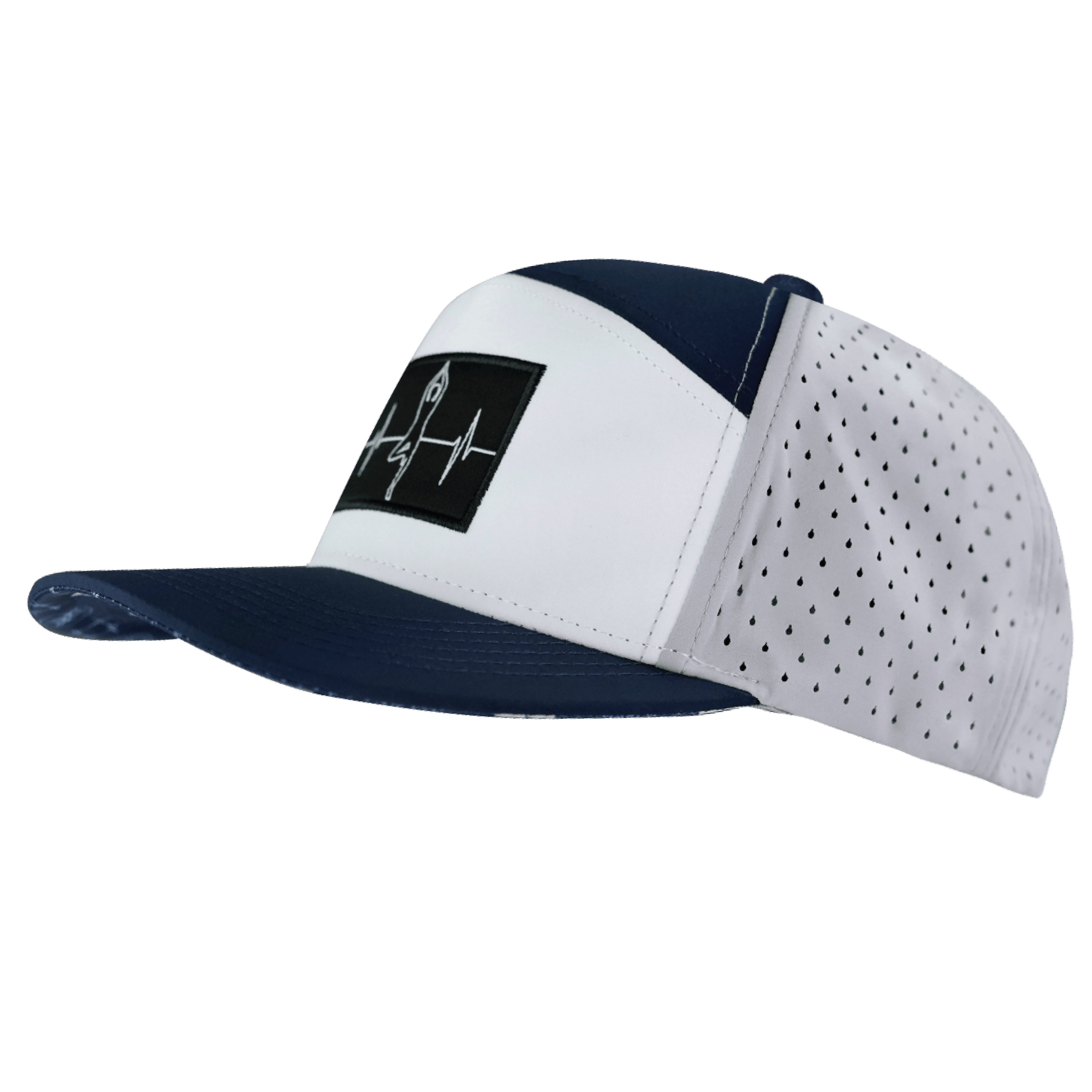 Yoga Hat - Flat Bill - Navy / White / Gray - Laser Mesh