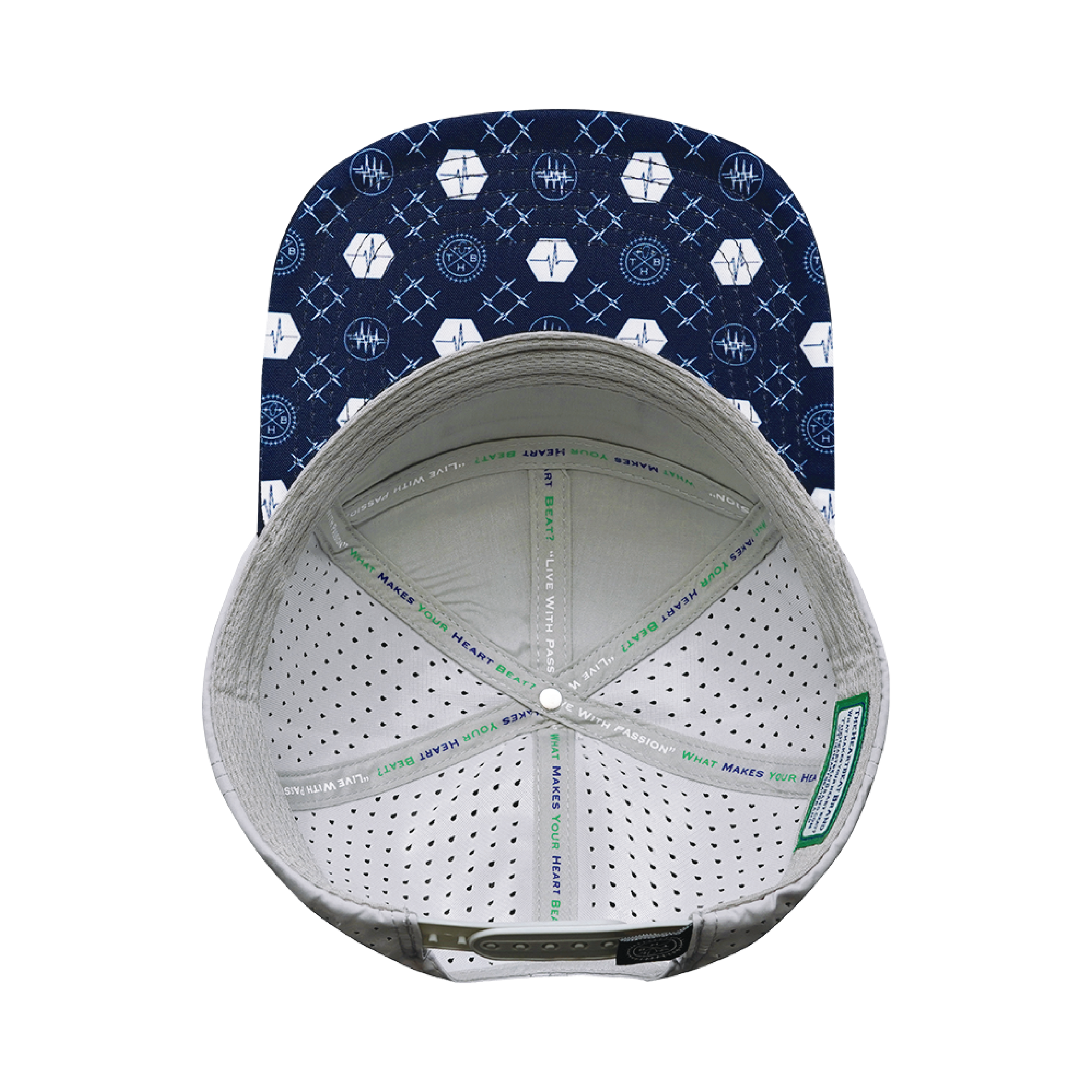 Yoga Hat - Flat Bill - Navy / White / Gray - Laser Mesh