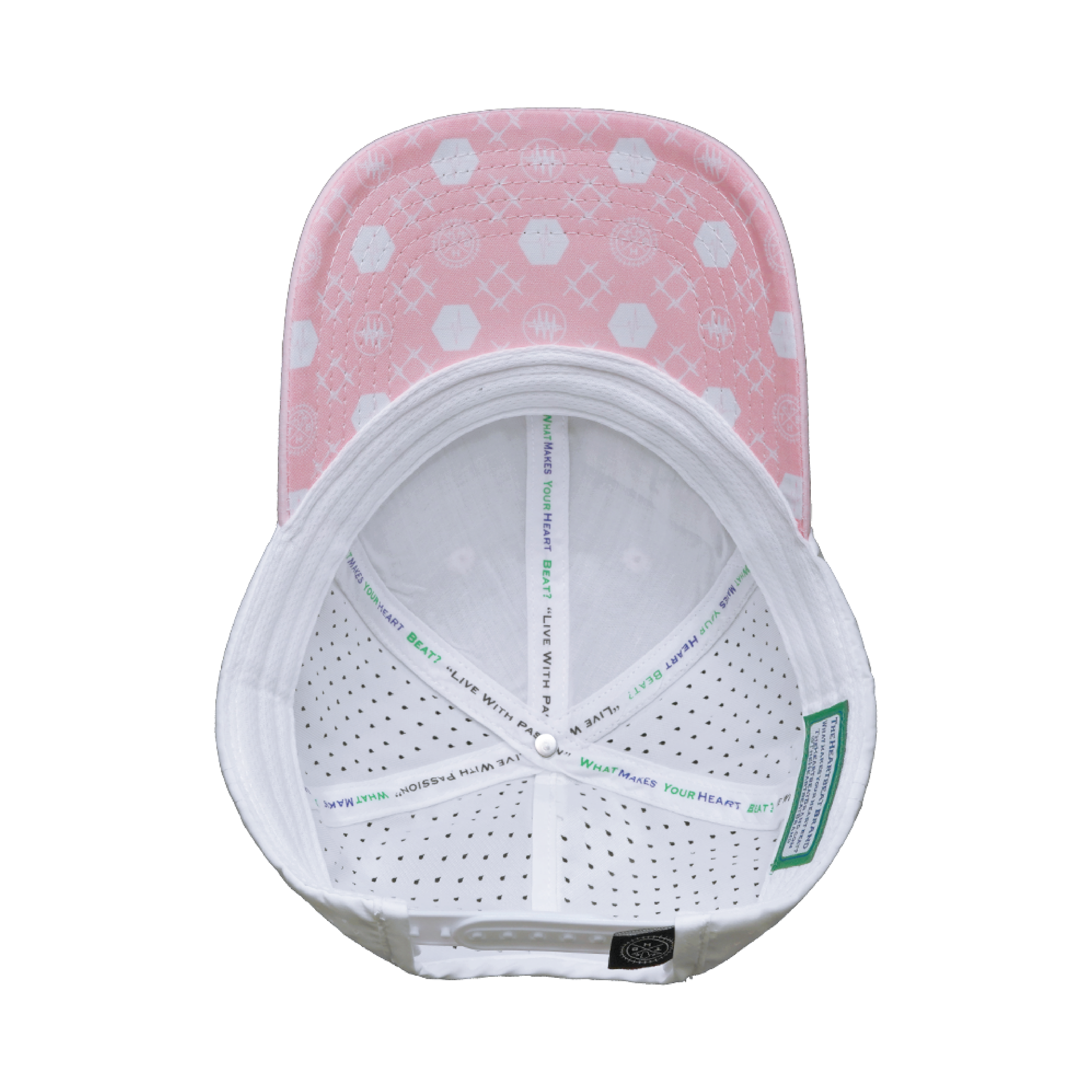Yoga Hat - Low Profile - Ponytail - Pink / White - Laser Mesh