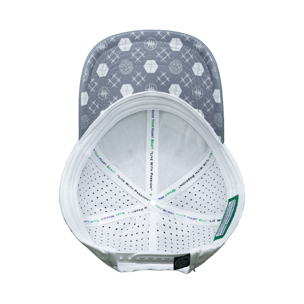 Yoga Hat - Low Profile - Ponytail - Gray / White - Laser Mesh