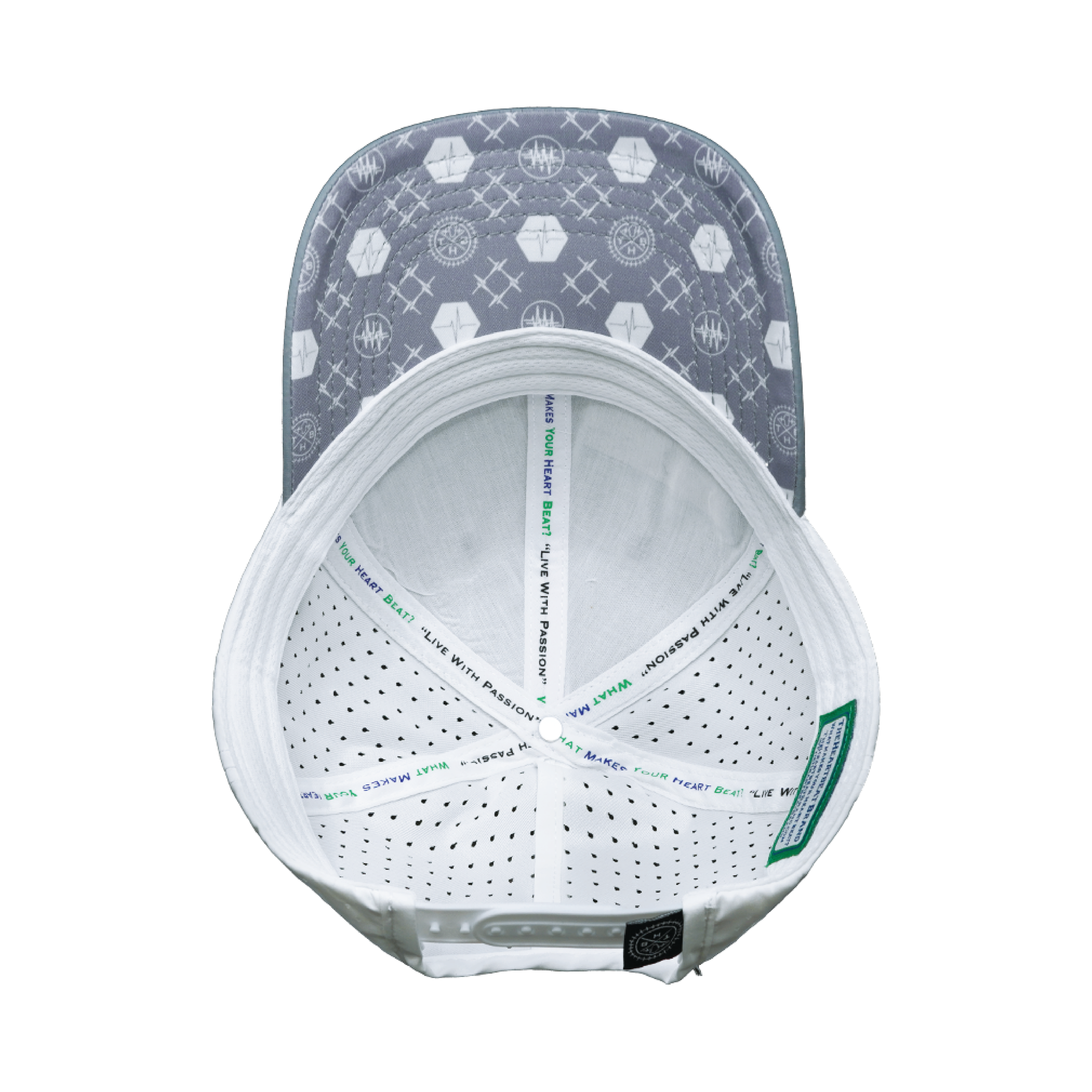 Yoga Hat - Low Profile - Ponytail - Gray / White - Laser Mesh