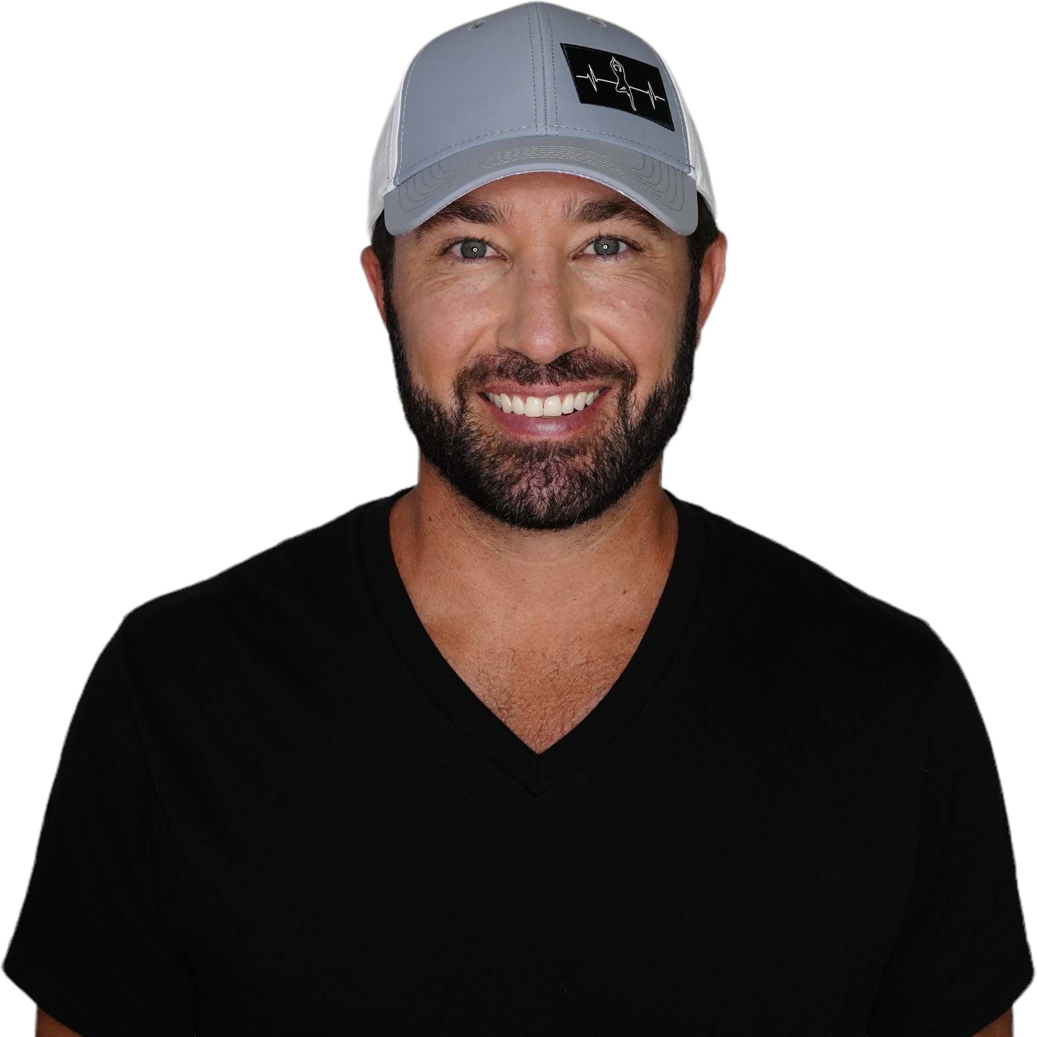 Yoga Hat - Low Profile - Ponytail - Gray / White - Laser Mesh