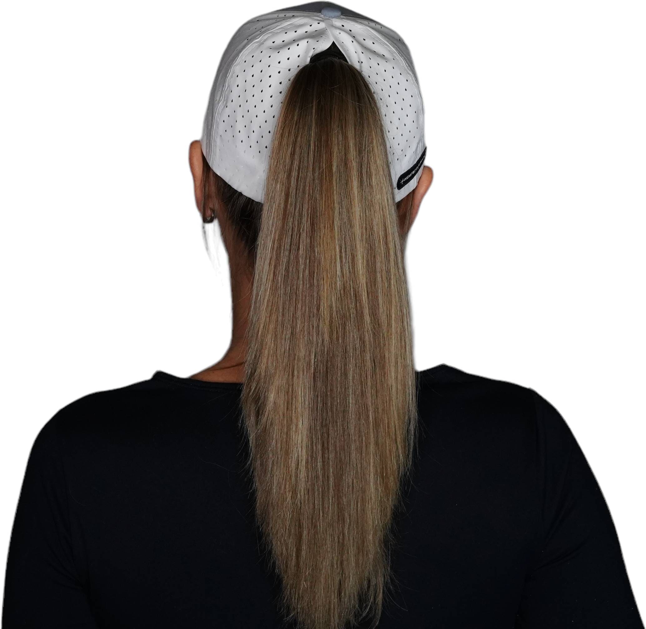 Yoga Hat - Low Profile - Ponytail - Gray / White - Laser Mesh