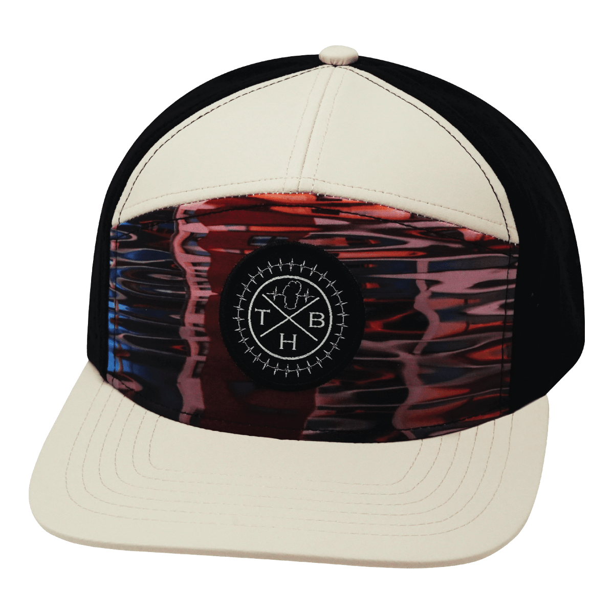 **YOUTH** Color Vibes Hat - Flat Bill - Art Deco - Cream / Black - Laser Mesh