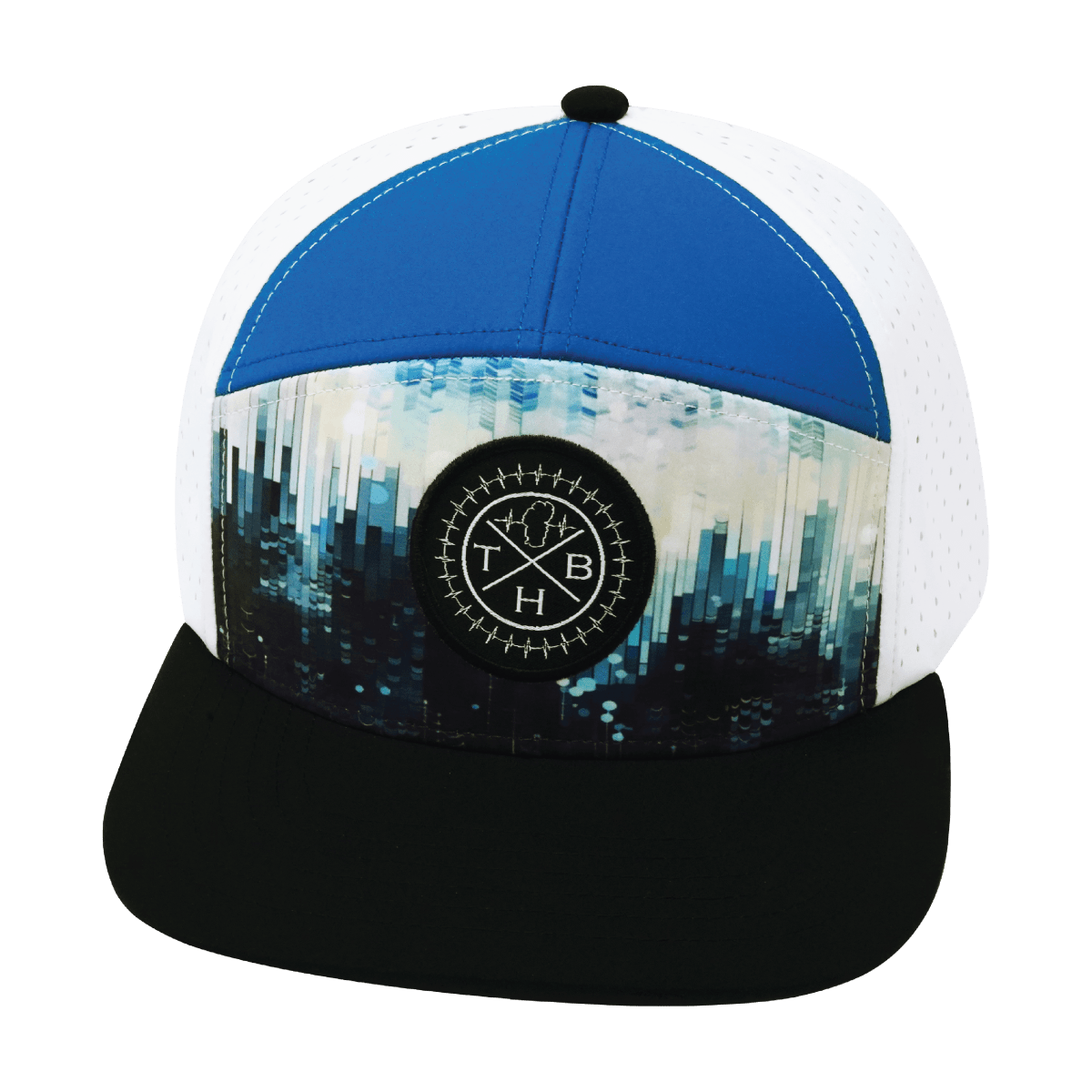 **YOUTH** Color Vibes Hat - Flat Bill - City Drip - Black / Blue / White - Laser Mesh