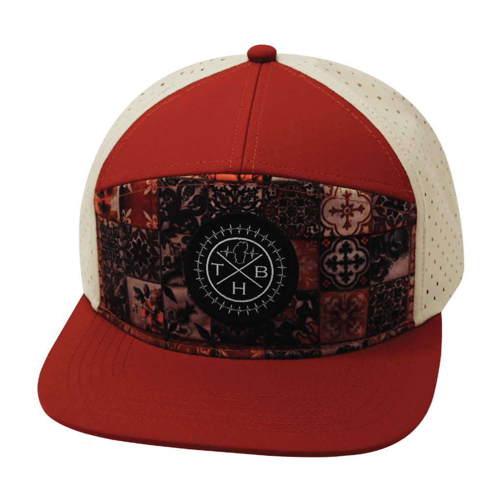 **YOUTH** Color Vibes Hat - Flat Bill - Copper Stitch - Red Rock / Cream - Laser Mesh