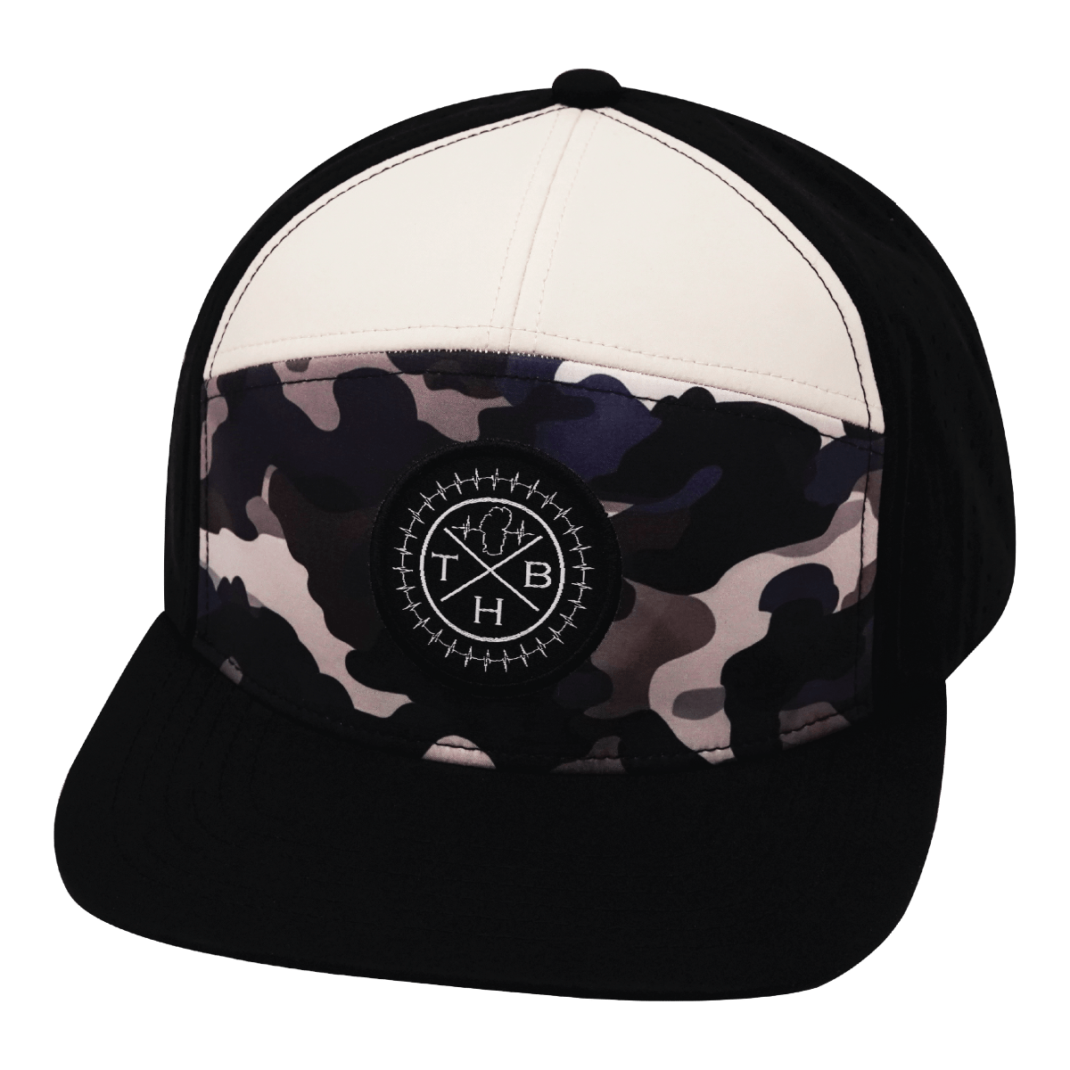 **YOUTH** Color Vibes Hat - Flat Bill - Desert Night Camo - Black / Cream - Laser Mesh