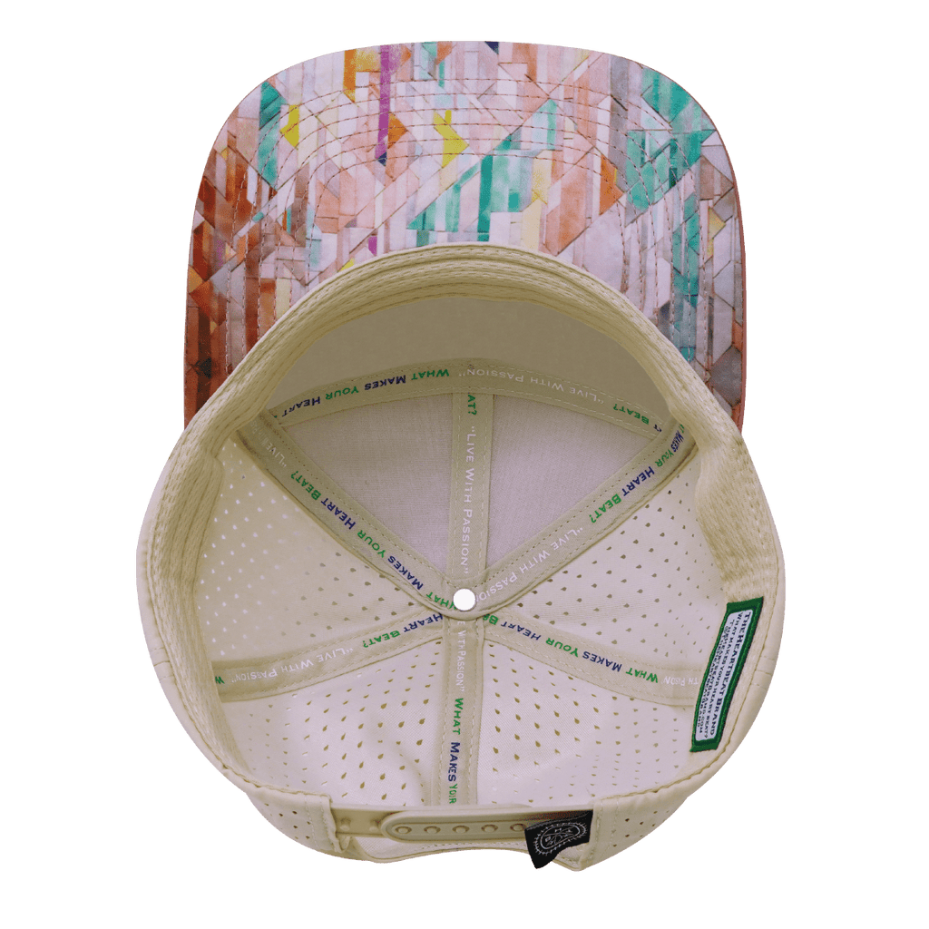 **YOUTH** Color Vibes Hat - Flat Bill - Geo Mosaic - Pink Peach / Cream - Laser Mesh
