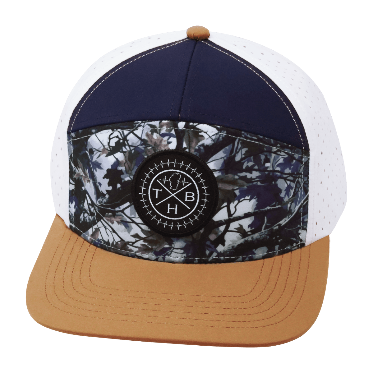 **YOUTH** Color Vibes Hat - Flat Bill - Evening Leaves - Light Tan / Navy / White - Laser Mesh