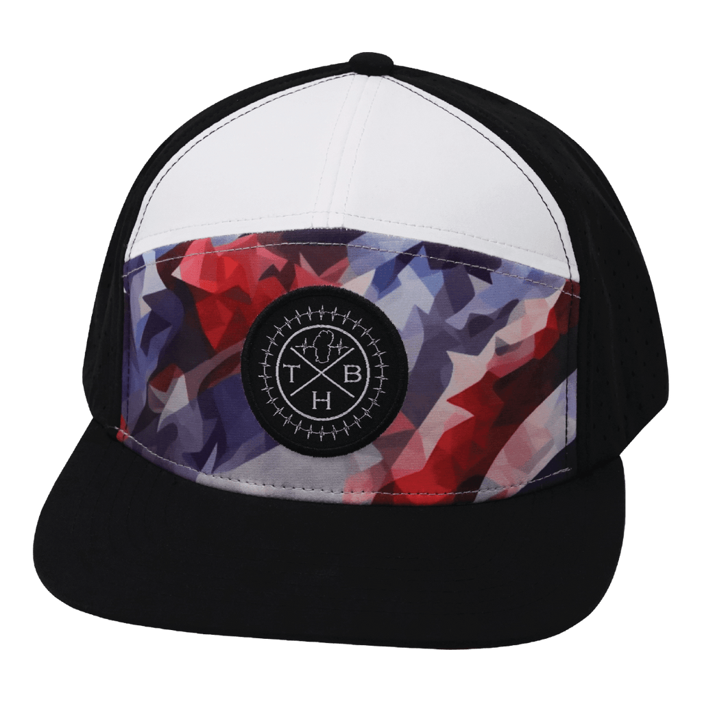 **YOUTH** Color Vibes Hat - Flat Bill - Geo Flag - Black / White - Laser Mesh