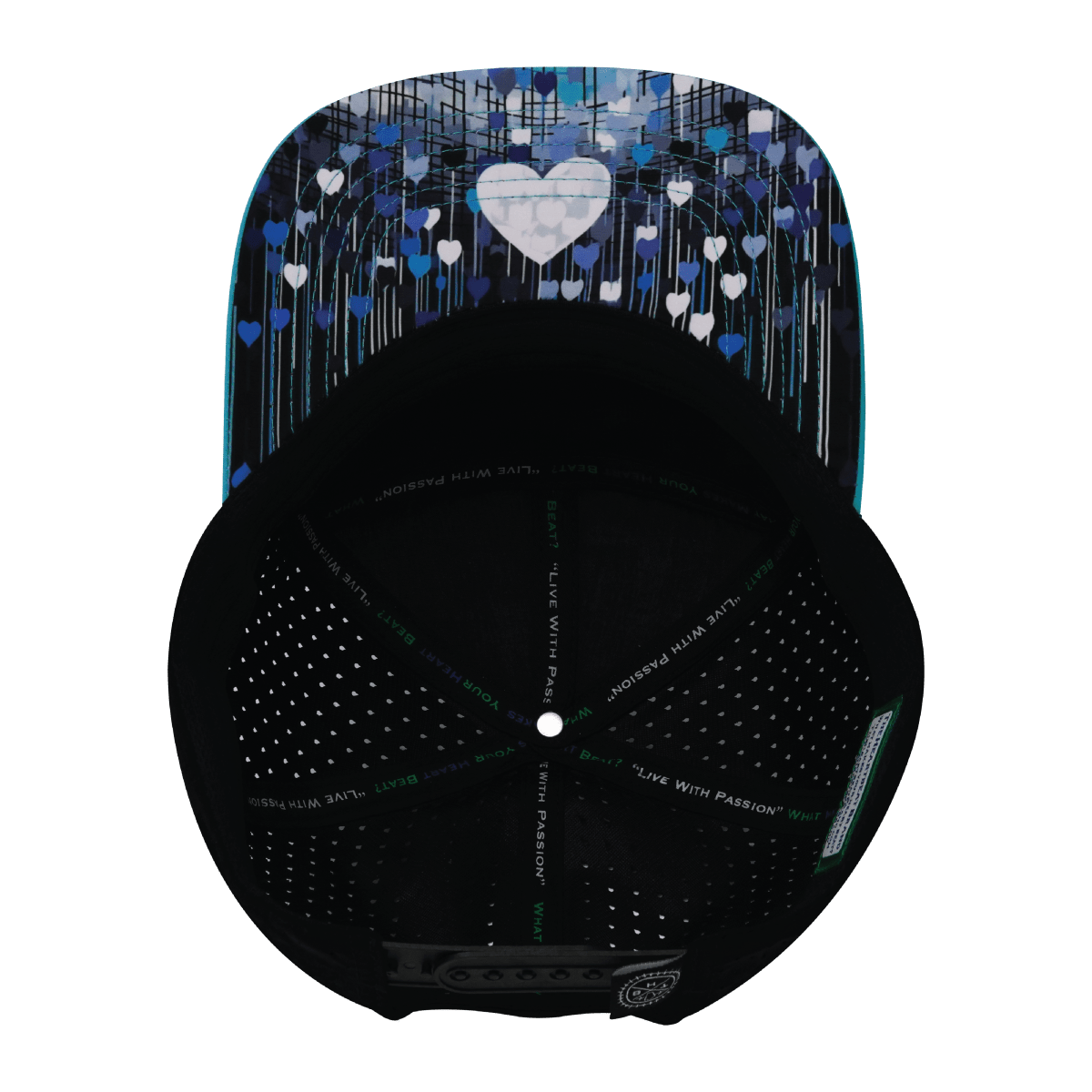**YOUTH** Color Vibes Hat - Flat Bill - Love Rising - Neon Green Blue / White / Black - Laser Mesh