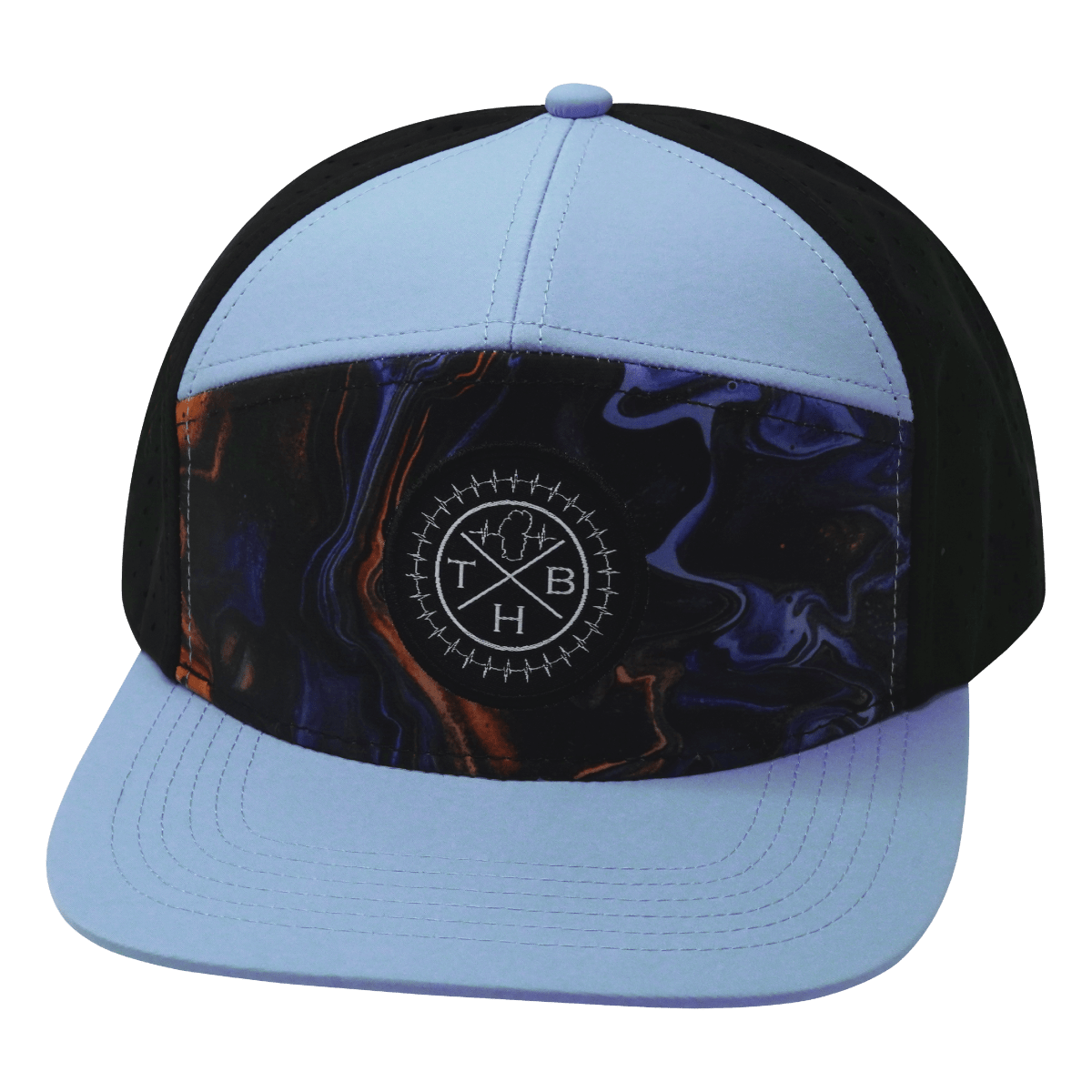 **YOUTH** Color Vibes Hat - Flat Bill - Midnight Mirage - Baby Blue / Black - Laser Mesh