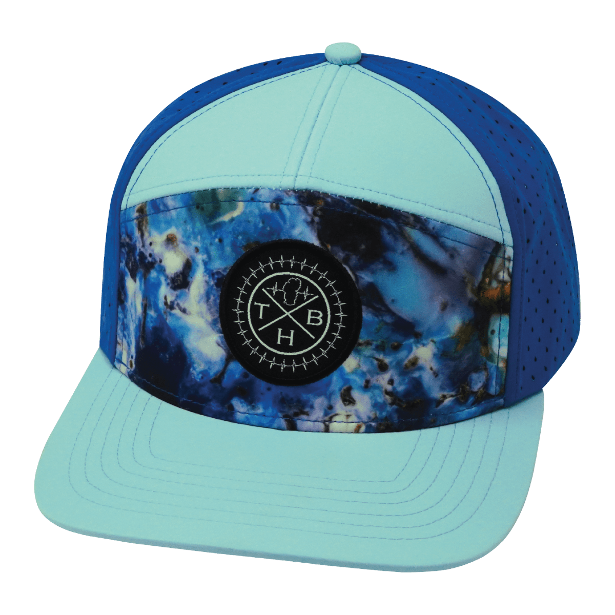 **YOUTH** Color Vibes Hat - Flat Bill - Nebula - Mint / Blue - Laser Mesh