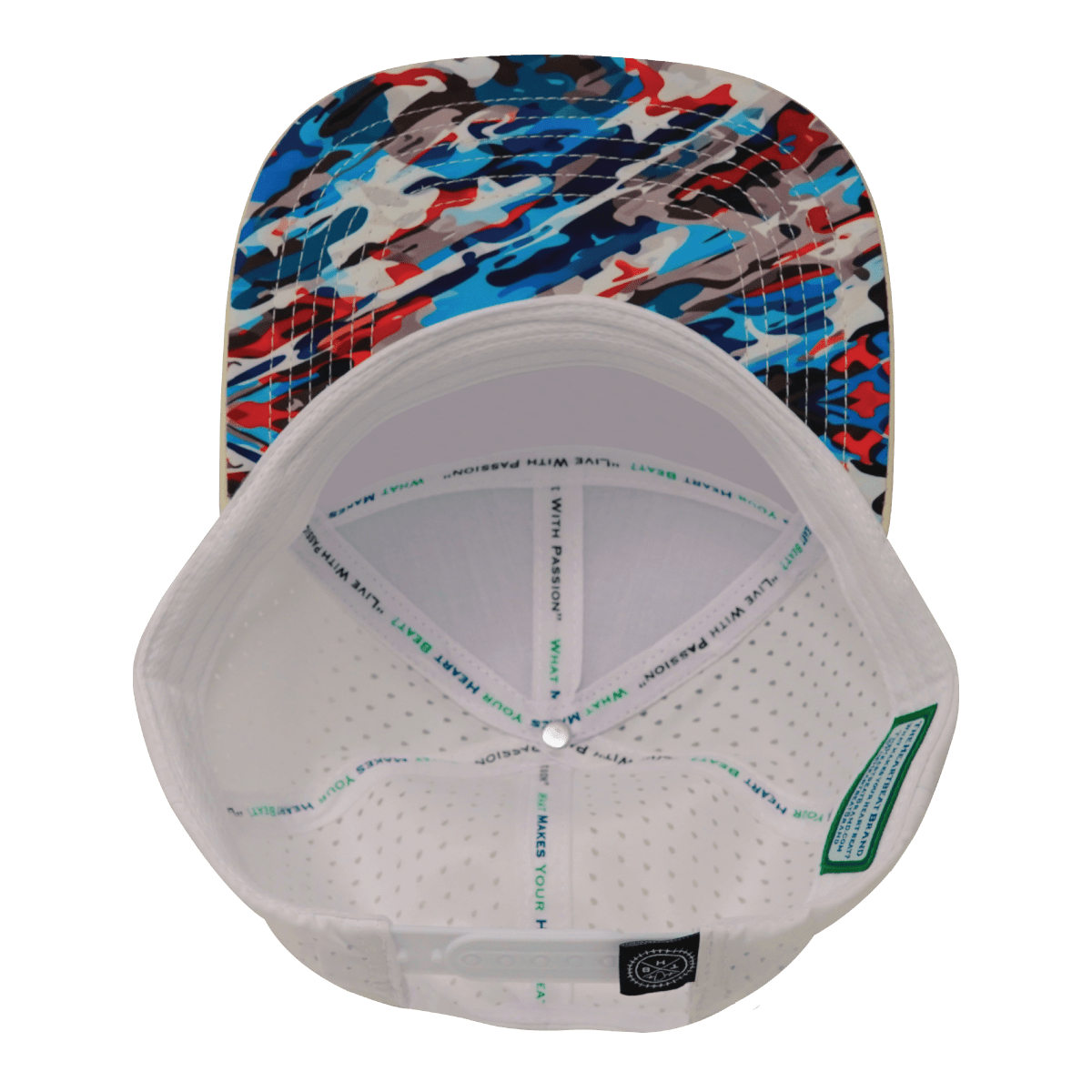 **YOUTH** Color Vibes Hat - Flat Bill - Party Camo - Cream / Blue / White - Laser Mesh