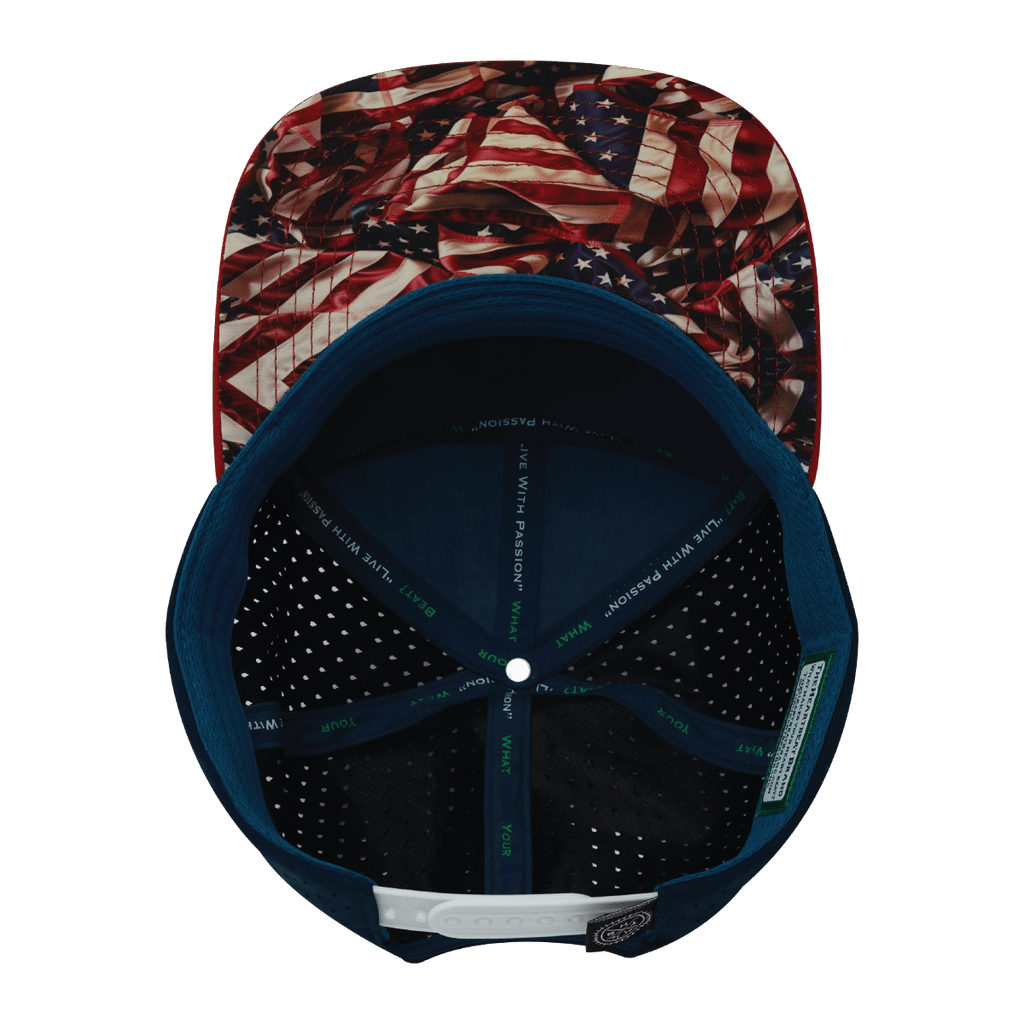 **YOUTH** Color Vibes Hat - Flat Bill - Silk Flag - Dark Red / White / Navy - Laser Mesh