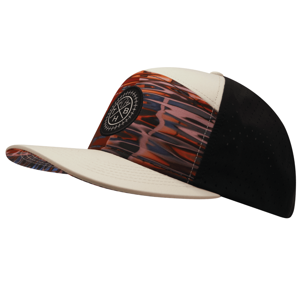 **YOUTH** Color Vibes Hat - Flat Bill - Art Deco - Cream / Black - Laser Mesh