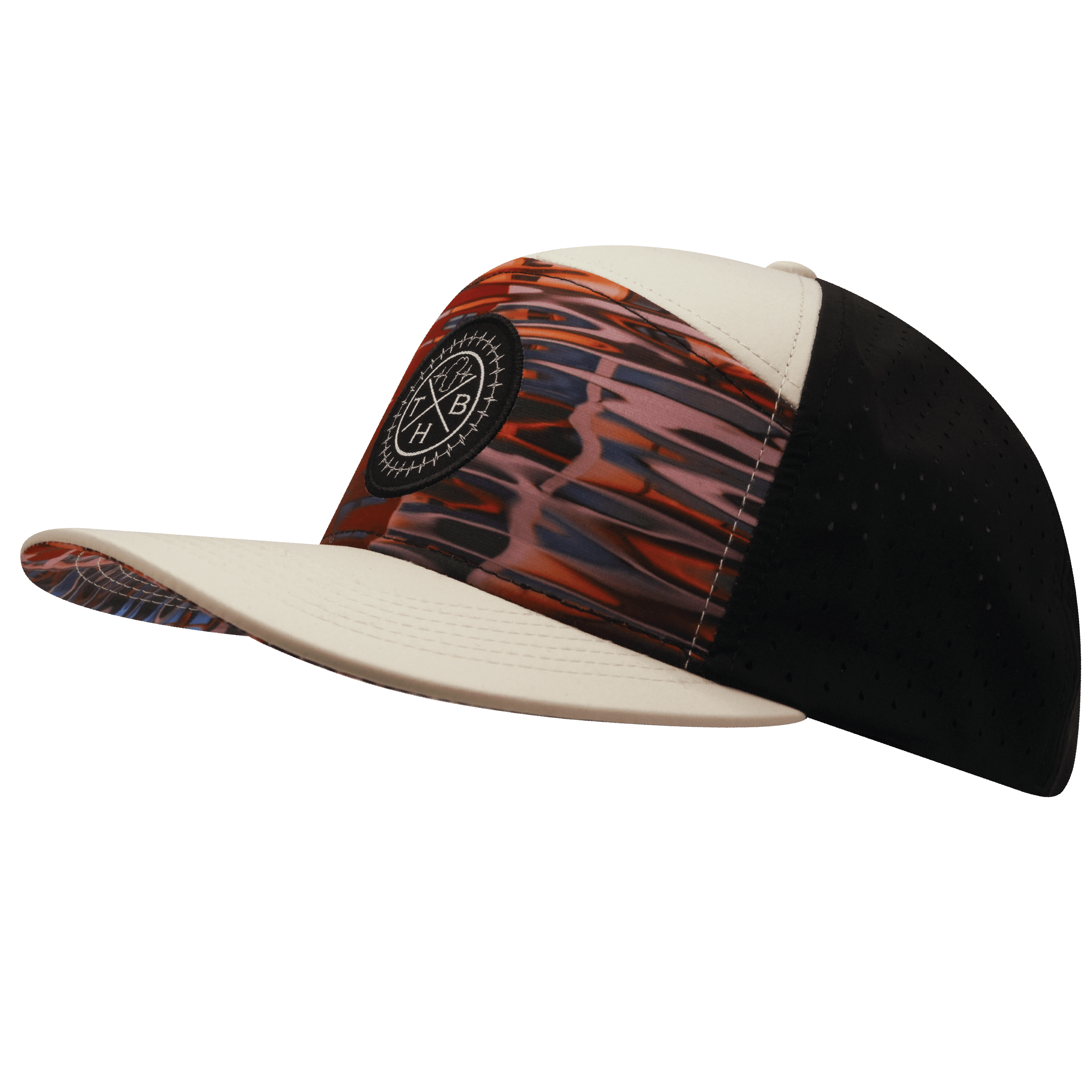**YOUTH** Color Vibes Hat - Flat Bill - Art Deco - Cream / Black - Laser Mesh