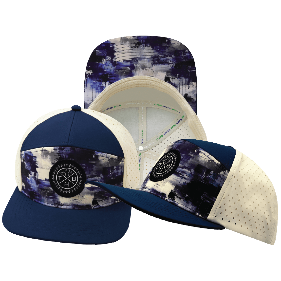 **YOUTH** Color Vibes Hat - Flat Bill - Artist Flow - Navy / Cream - Laser Mesh