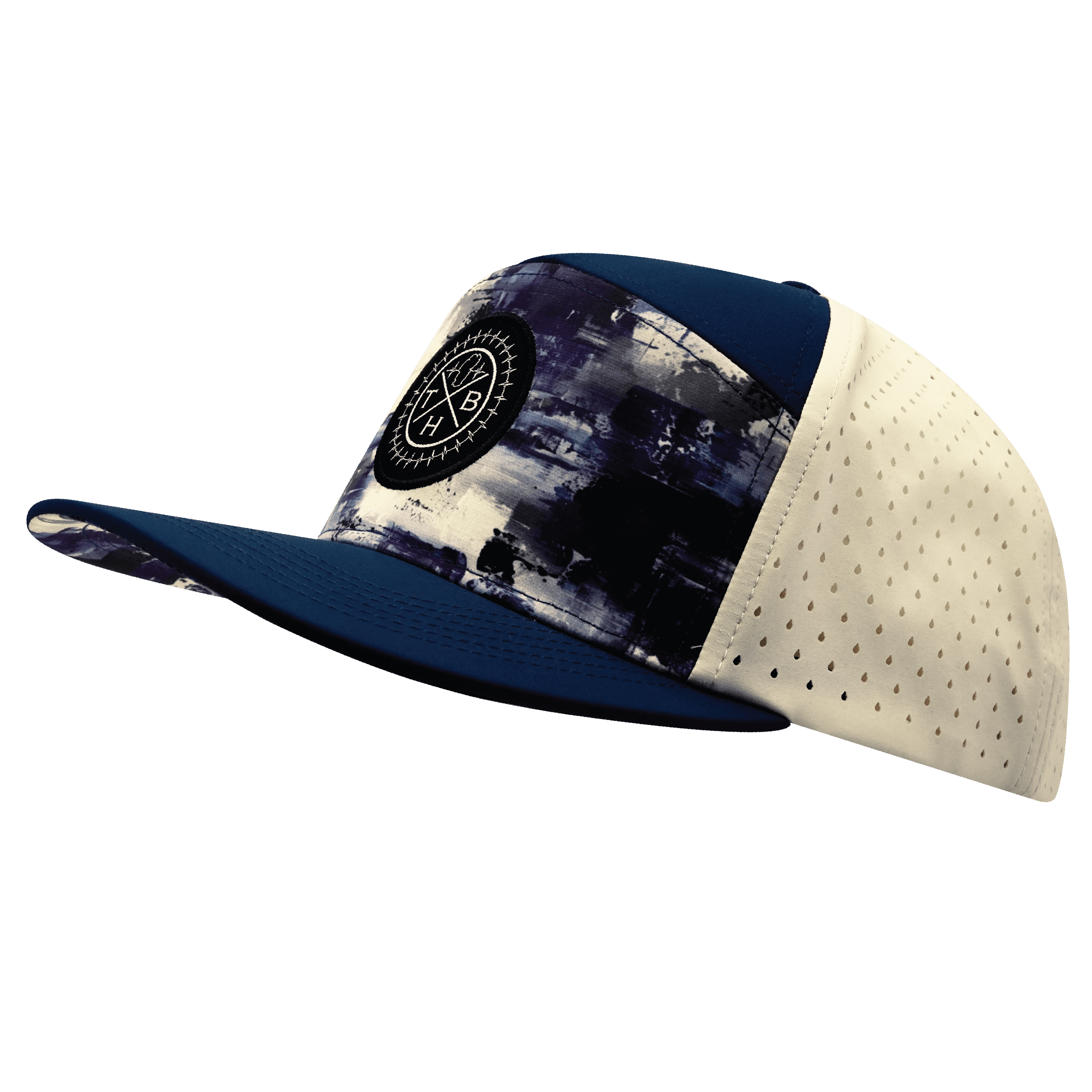 **YOUTH** Color Vibes Hat - Flat Bill - Artist Flow - Navy / Cream - Laser Mesh