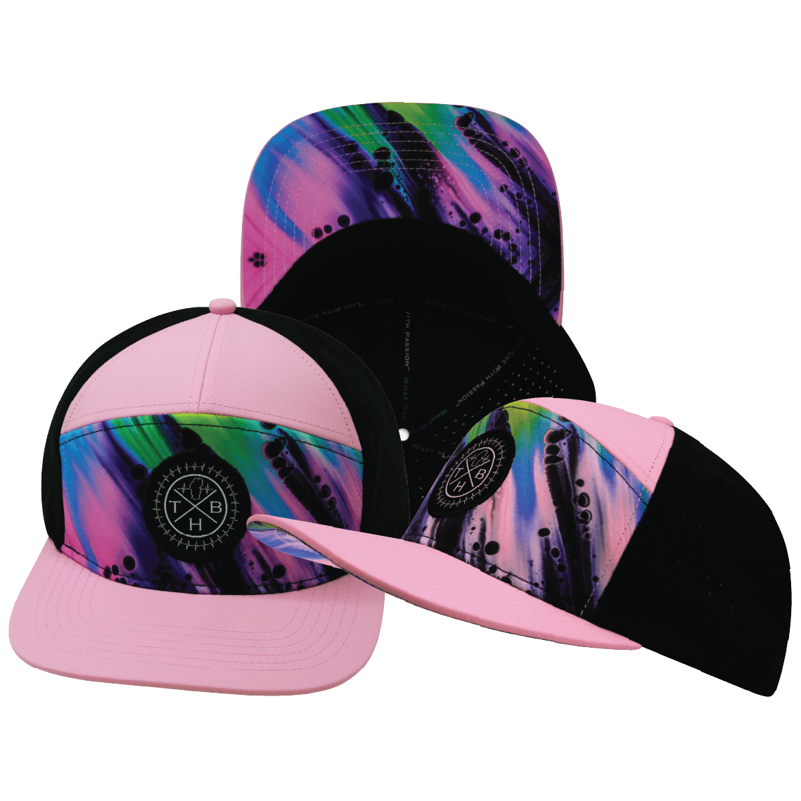 **YOUTH** Color Vibes Hat - Flat Bill - Aurora - Pink / Black - Laser Mesh
