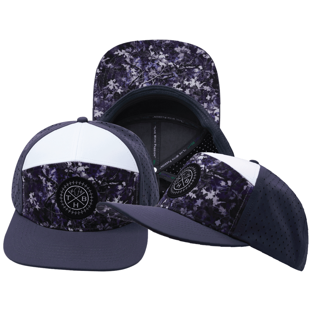 **YOUTH** Color Vibes Hat - Flat Bill - Blue Fall Camo - Charcoal / White - Laser Mesh