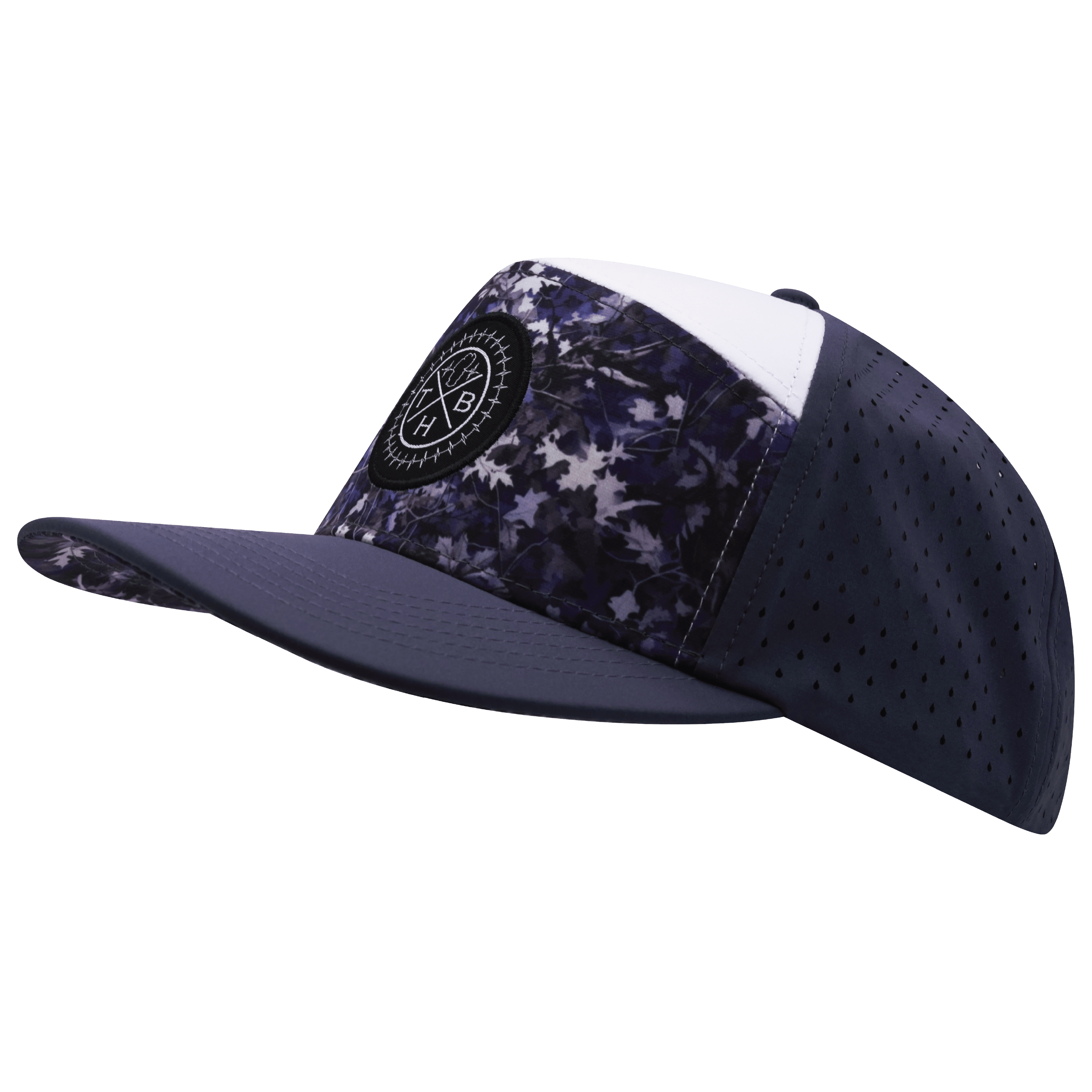 **YOUTH** Color Vibes Hat - Flat Bill - Blue Fall Camo - Charcoal / White - Laser Mesh