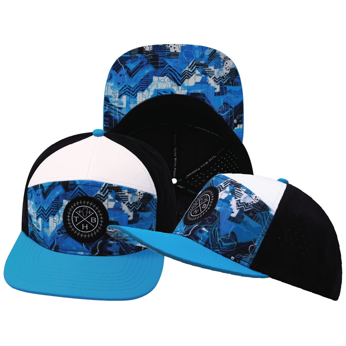 **YOUTH** Color Vibes Hat - Flat Bill - Blue Shock - Neon Blue / White / Black - Laser Mesh