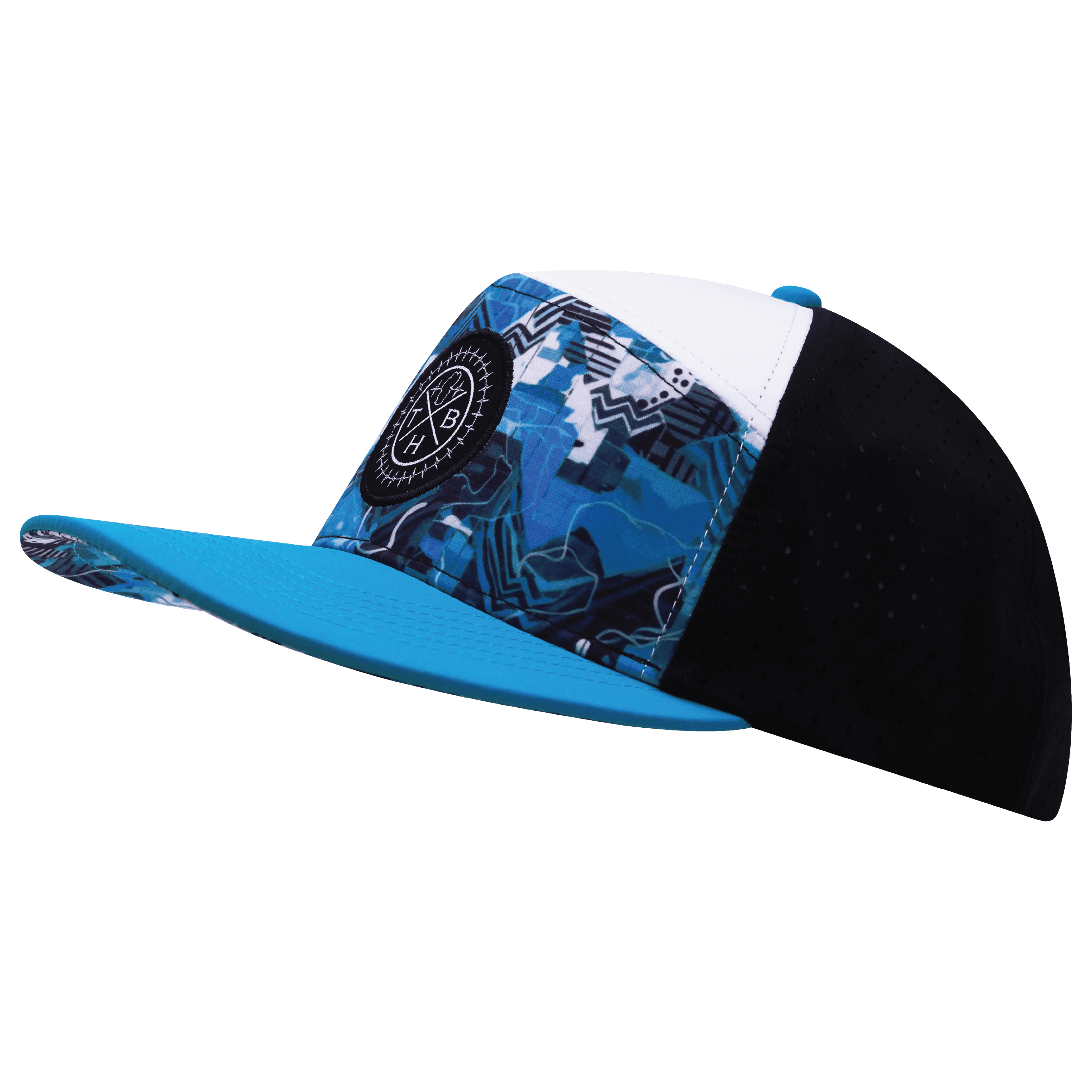 **YOUTH** Color Vibes Hat - Flat Bill - Blue Shock - Neon Blue / White / Black - Laser Mesh
