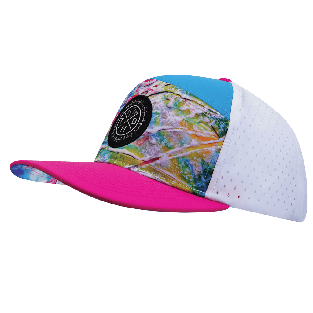 **YOUTH** Color Vibes Hat - Flat Bill - Candy Land - Neon Pink / Neon Blue / White - Laser Mesh