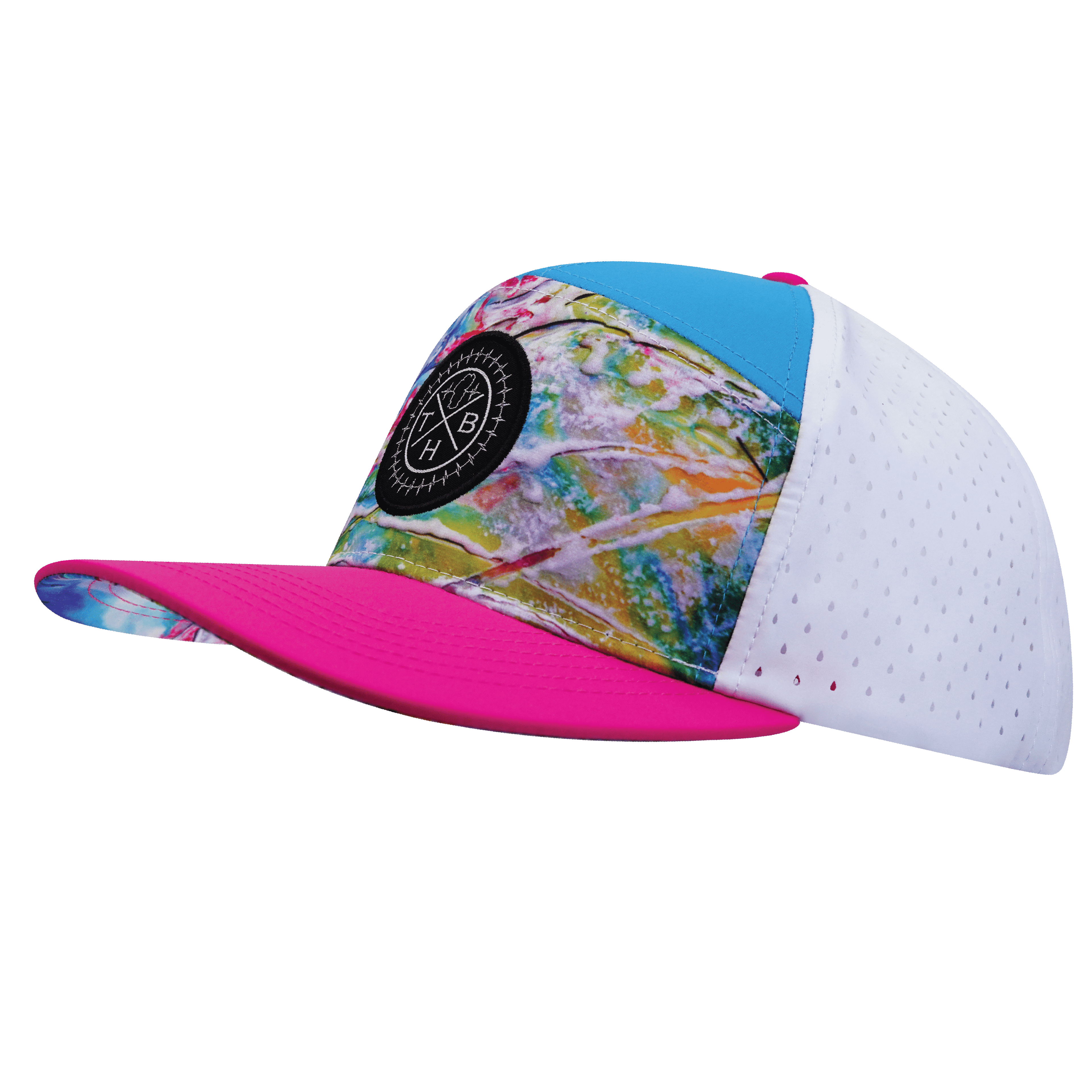 **YOUTH** Color Vibes Hat - Flat Bill - Candy Land - Neon Pink / Neon Blue / White - Laser Mesh