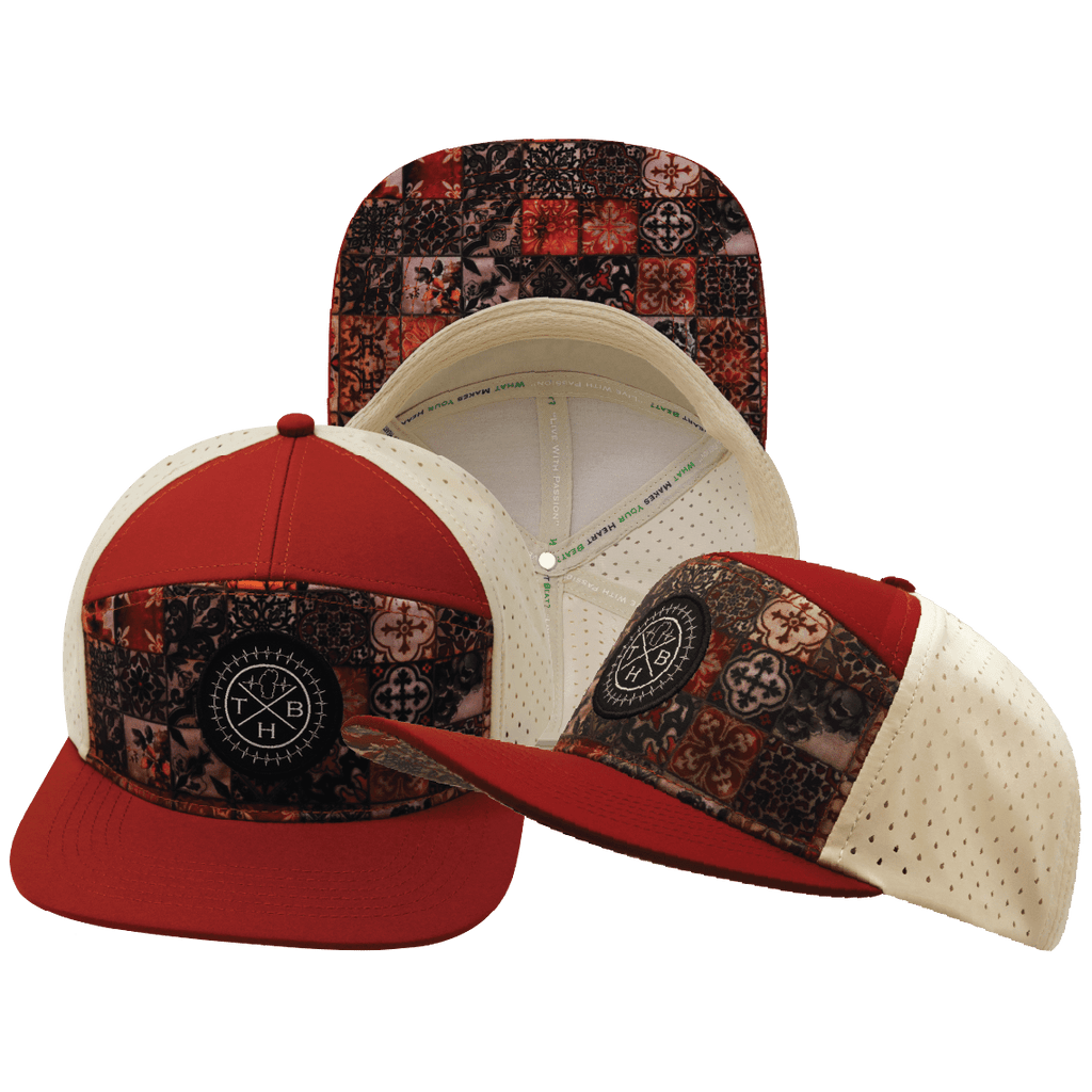 **YOUTH** Color Vibes Hat - Flat Bill - Copper Stitch - Red Rock / Cream - Laser Mesh