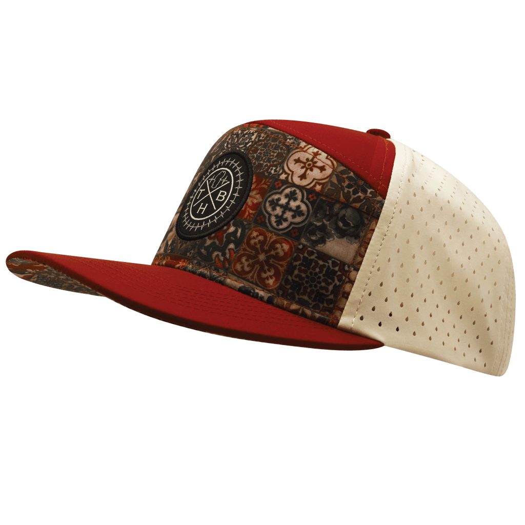**YOUTH** Color Vibes Hat - Flat Bill - Copper Stitch - Red Rock / Cream - Laser Mesh