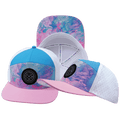 **YOUTH** Color Vibes Hat - Flat Bill - Cotton Candy - Pink / Neon Blue / White - Laser Mesh