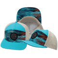 **YOUTH** Color Vibes Hat - Flat Bill - Desert Sky - Neon Green Blue / Cream - Laser Mesh
