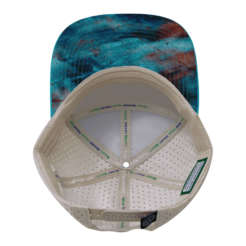 **YOUTH** Color Vibes Hat - Flat Bill - Desert Sky - Neon Green Blue / Cream - Laser Mesh