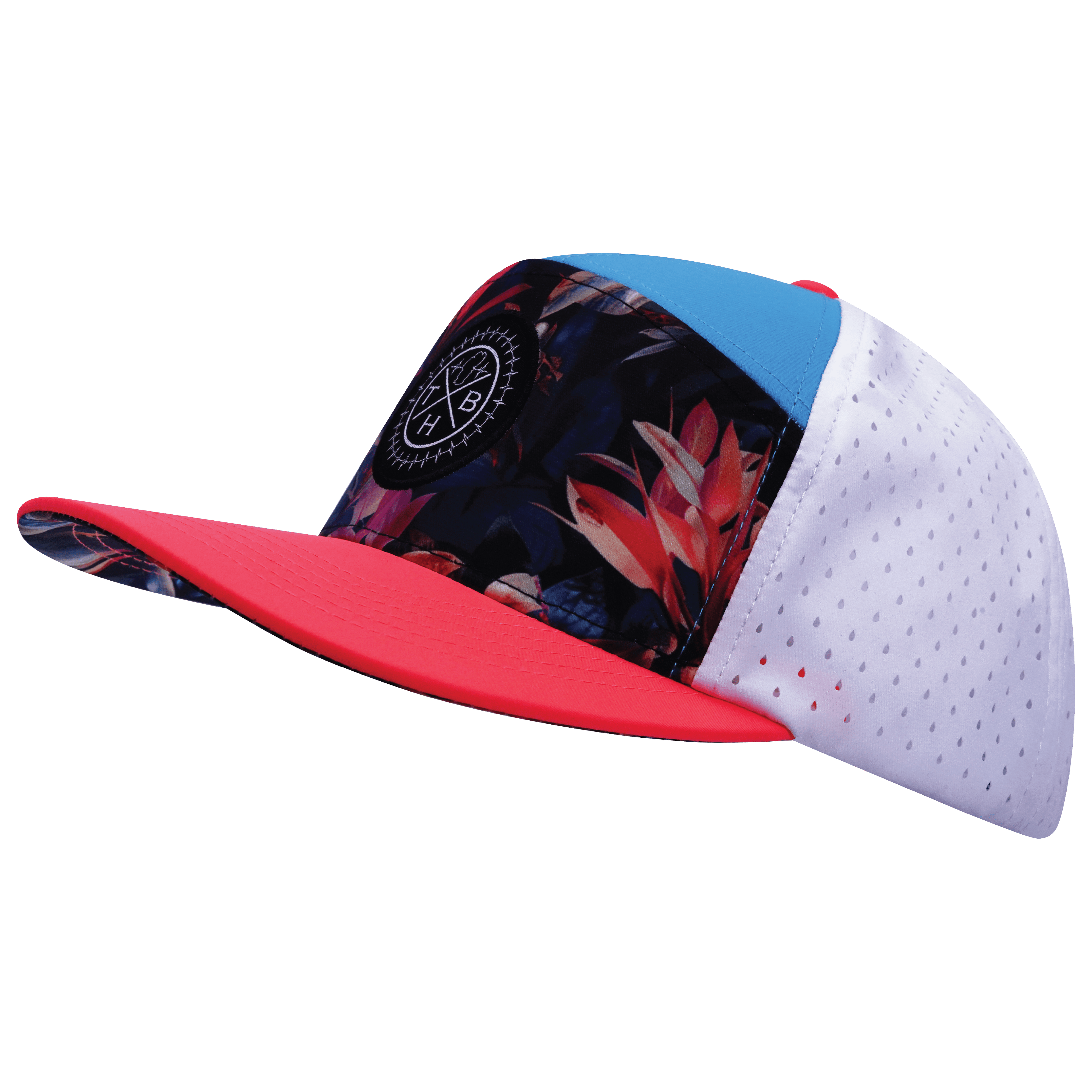 **YOUTH** Color Vibes Hat - Flat Bill - Electric Eden - Neon Peach / Neon Blue / White - Laser Mesh