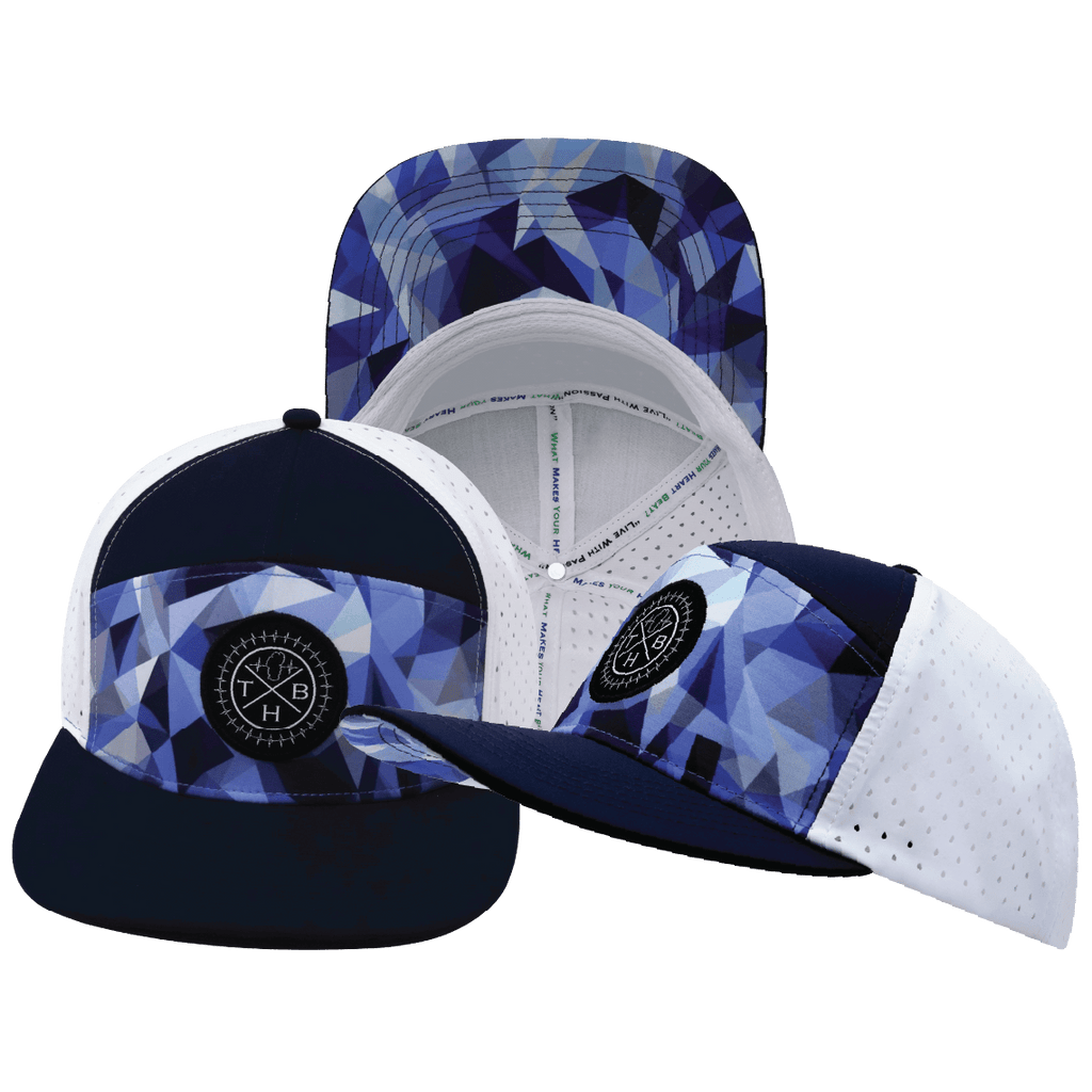 **YOUTH** Color Vibes Hat - Flat Bill - Geo Blue - Navy / White - Laser Mesh