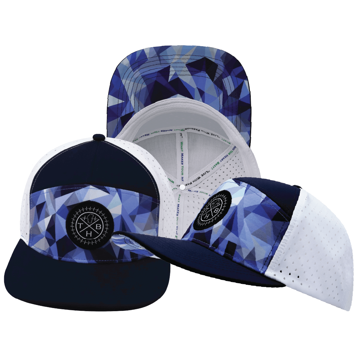 **YOUTH** Color Vibes Hat - Flat Bill - Geo Blue - Navy / White - Laser Mesh