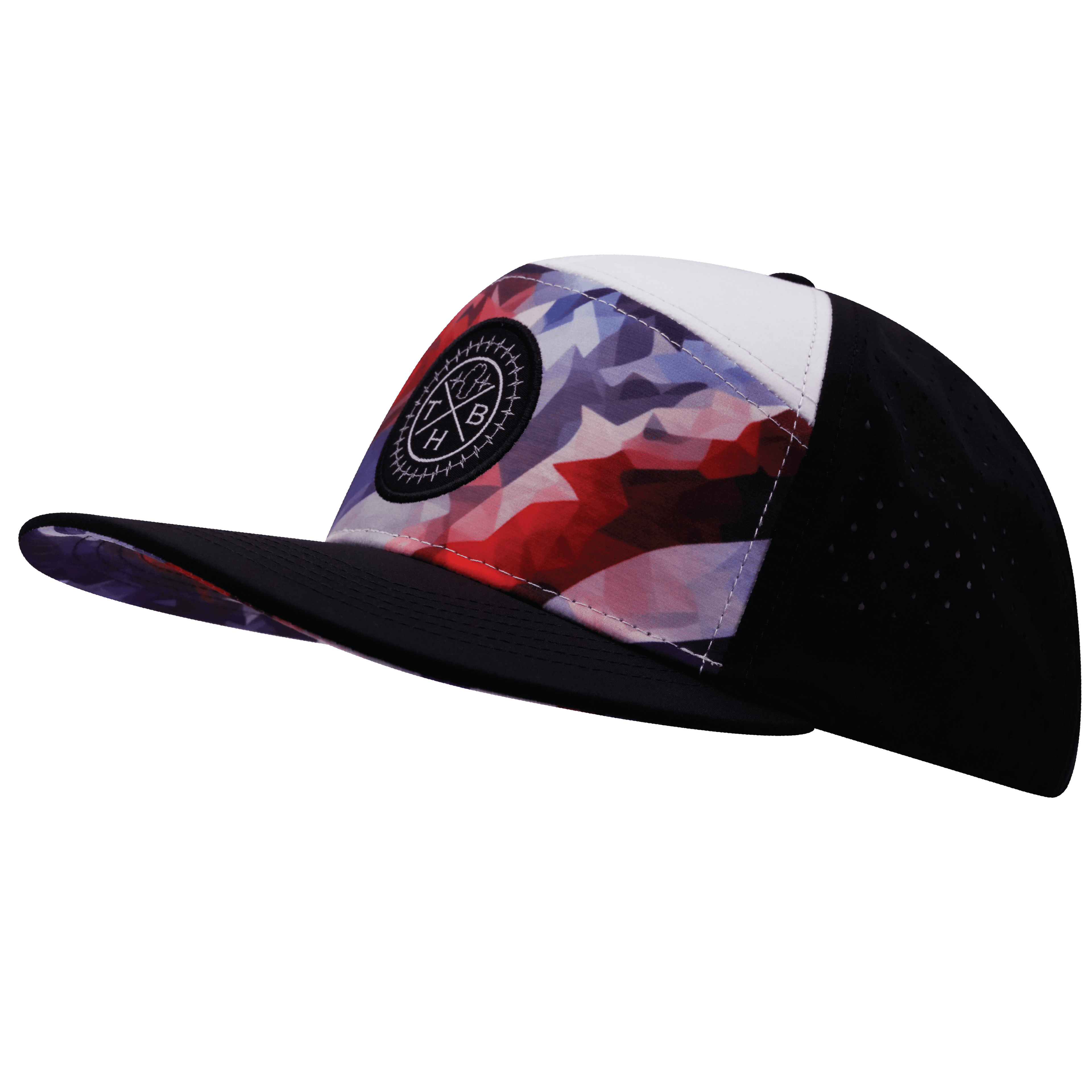 **YOUTH** Color Vibes Hat - Flat Bill - Geo Flag - Black / White - Laser Mesh