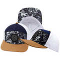 **YOUTH** Color Vibes Hat - Flat Bill - Evening Leaves - Light Tan / Navy / White - Laser Mesh