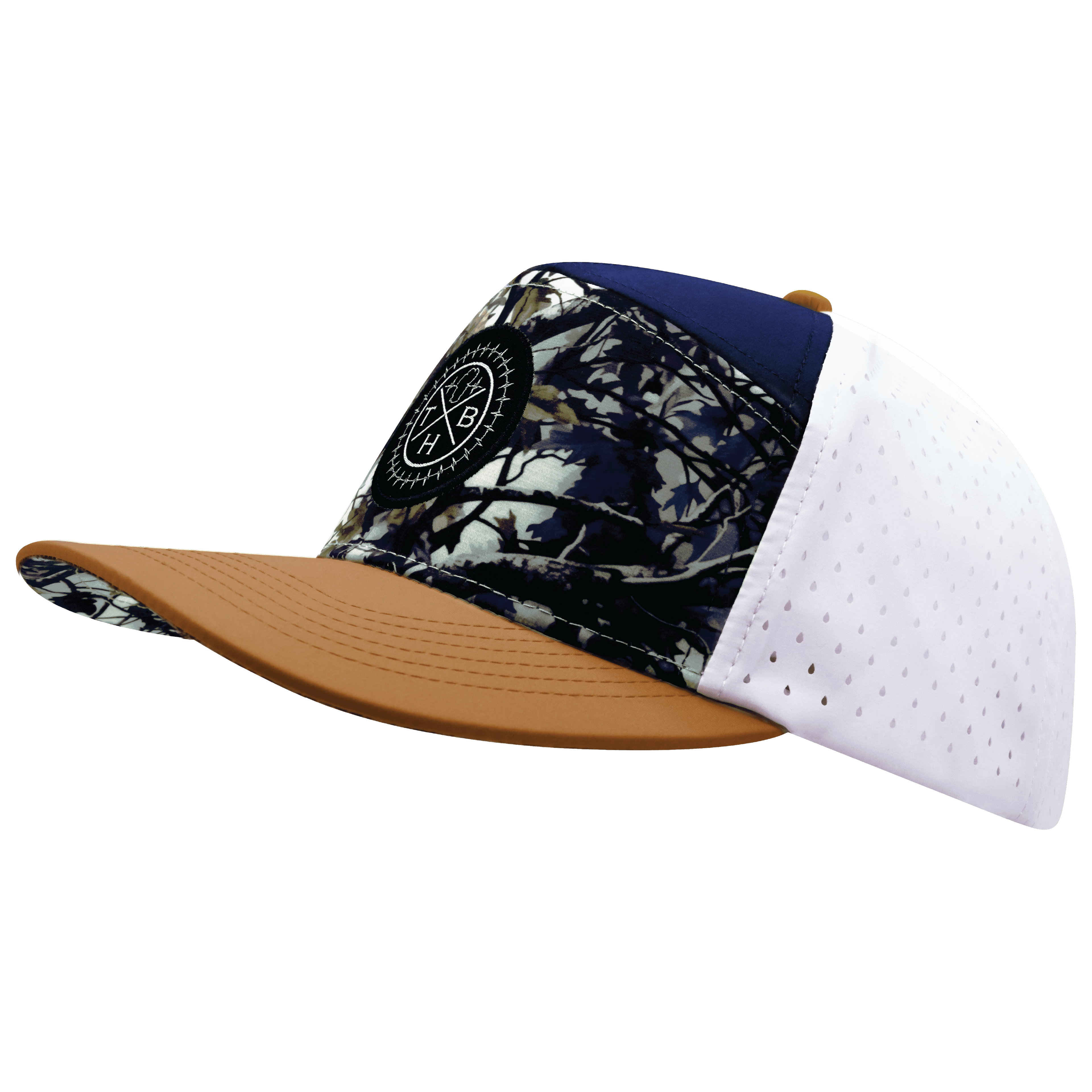 **YOUTH** Color Vibes Hat - Flat Bill - Evening Leaves - Light Tan / Navy / White - Laser Mesh