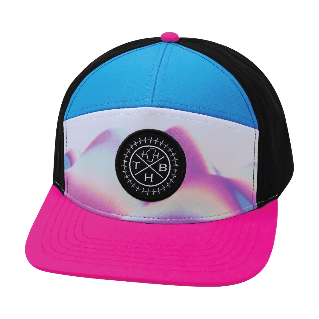 **YOUTH** Color Vibes Hat - Flat Bill - Holograph - Neon Pink / Neon Blue / Black - Laser Mesh