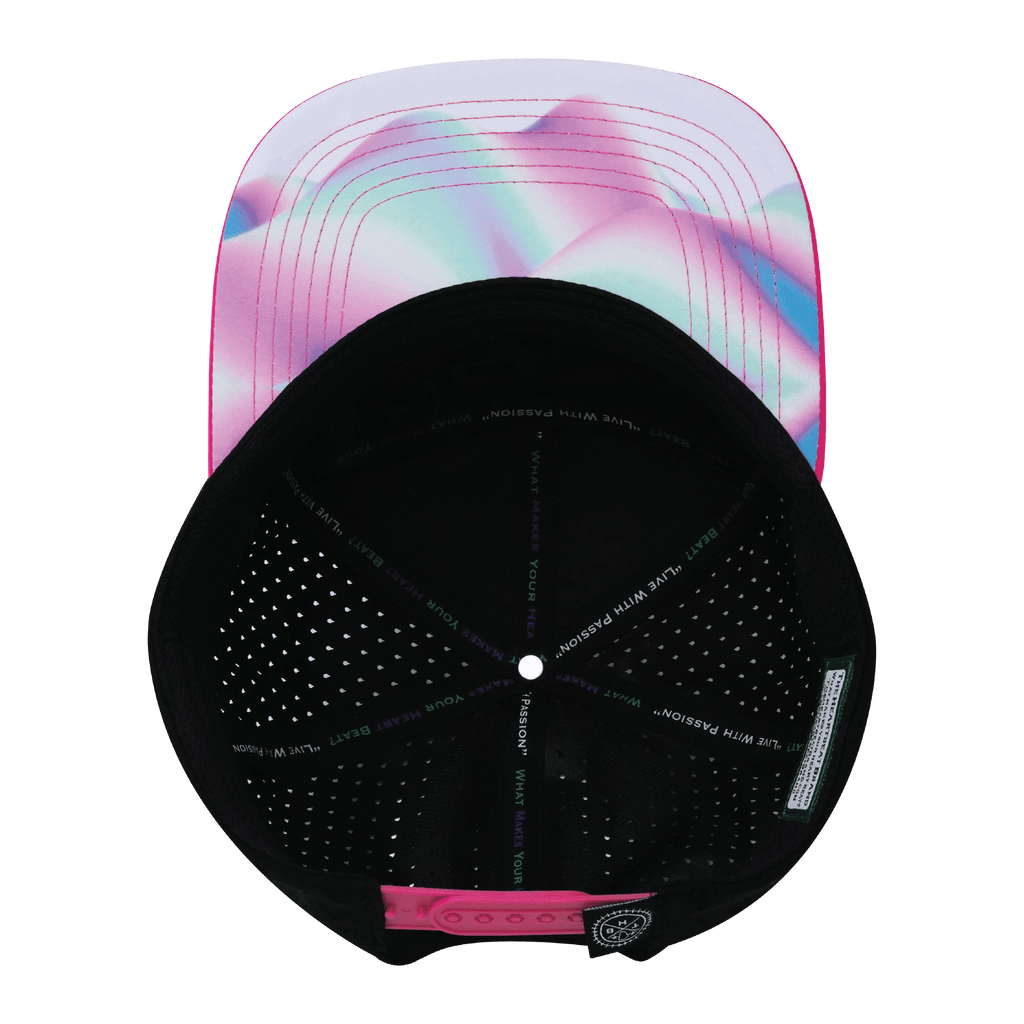 **YOUTH** Color Vibes Hat - Flat Bill - Holograph - Neon Pink / Neon Blue / Black - Laser Mesh