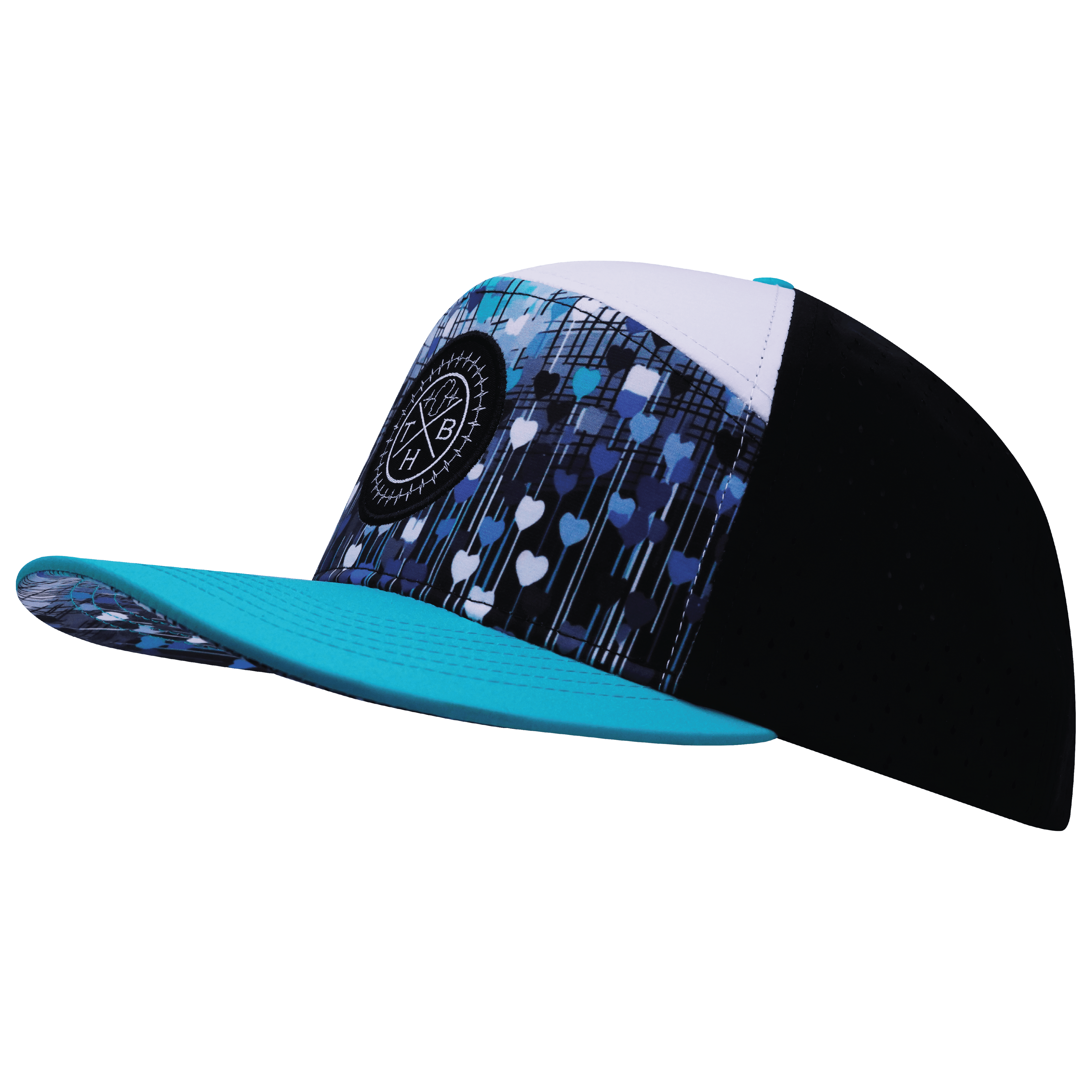 **YOUTH** Color Vibes Hat - Flat Bill - Love Rising - Neon Green Blue / White / Black - Laser Mesh