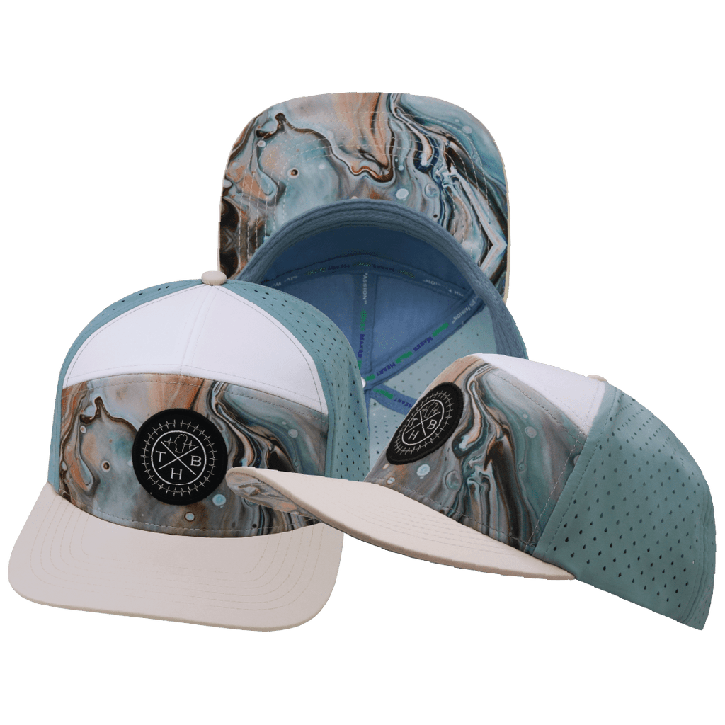 **YOUTH** Color Vibes Hat - Flat Bill - Marble Earth - Cream / White / Light Blue - Laser Mesh