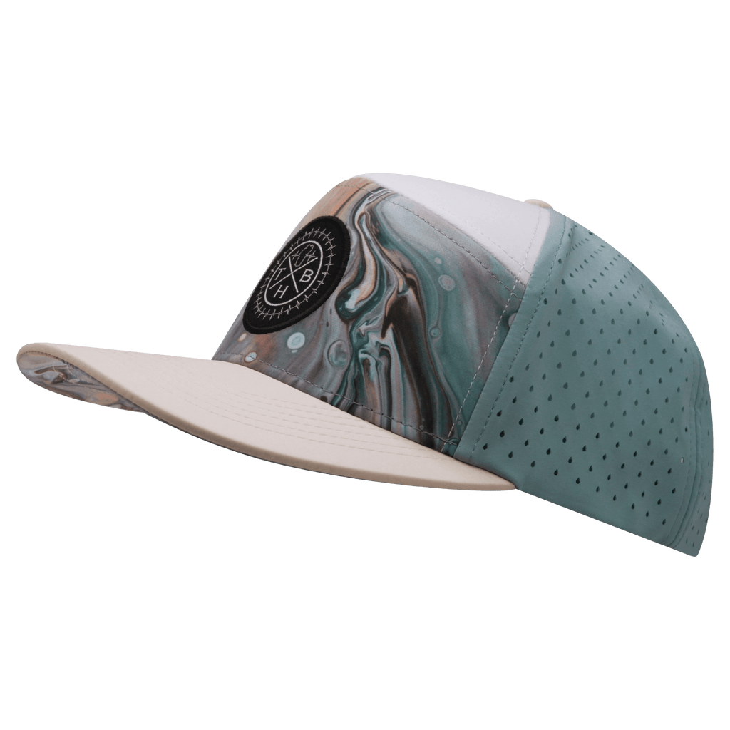**YOUTH** Color Vibes Hat - Flat Bill - Marble Earth - Cream / White / Light Blue - Laser Mesh